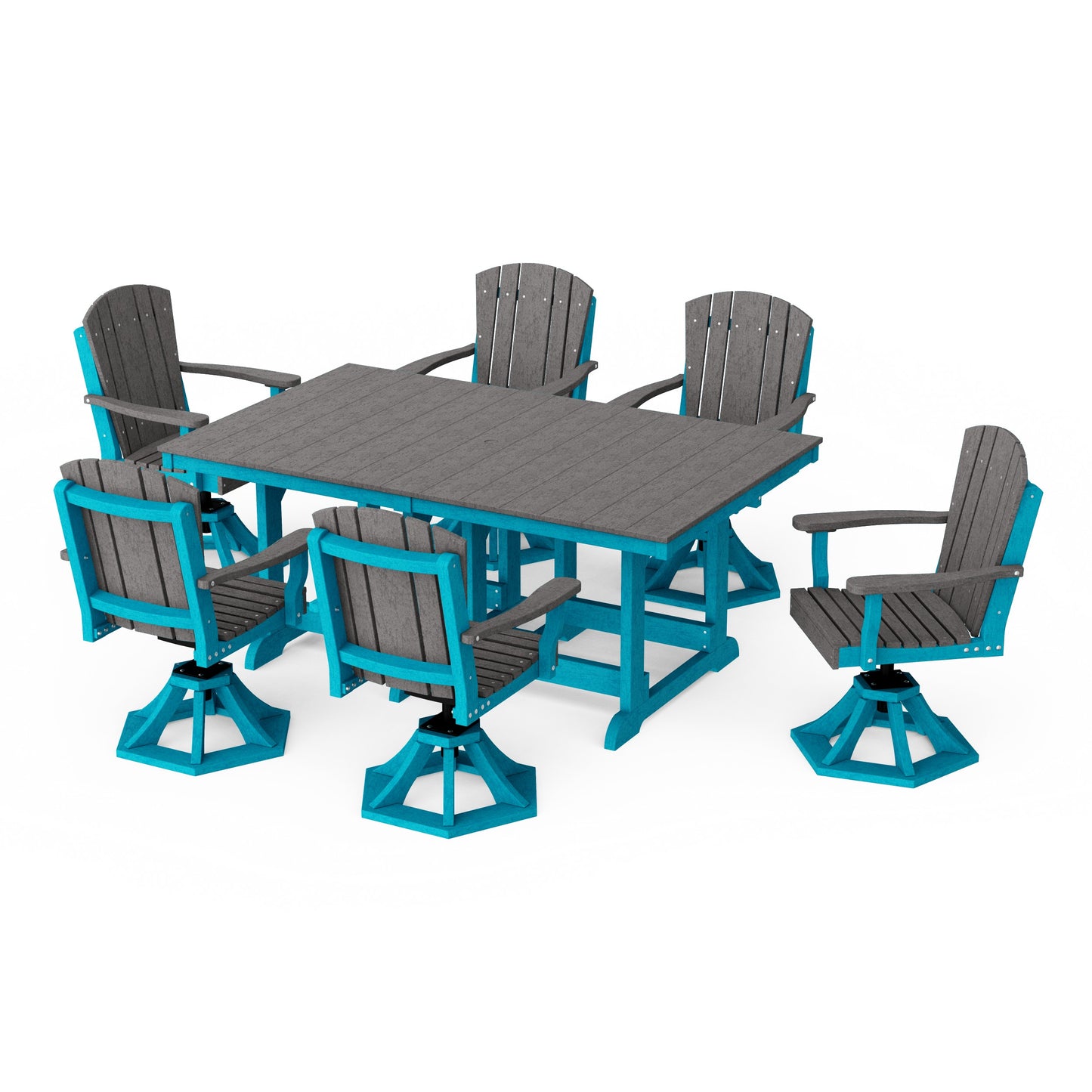 Heritage 7-Piece Swivel Chair Rectangular Dining Set