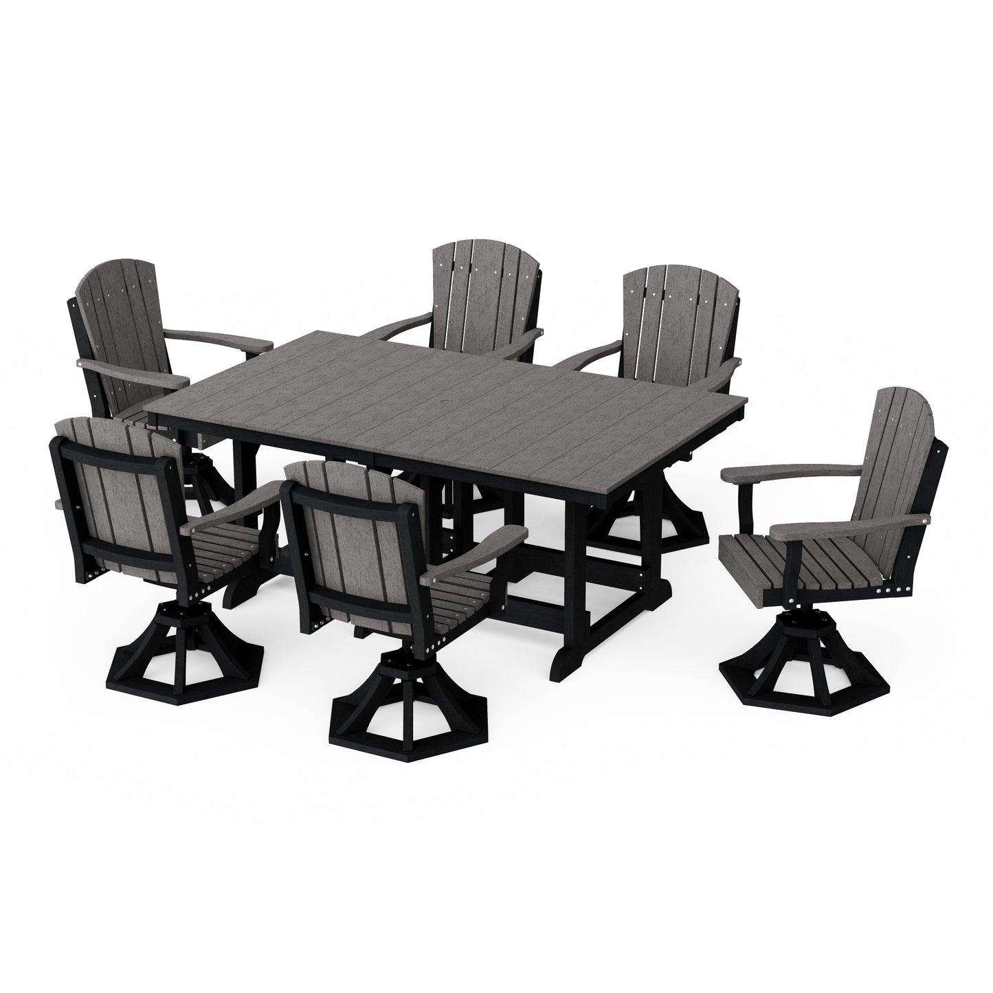 Heritage 7-Piece Swivel Chair Rectangular Dining Set