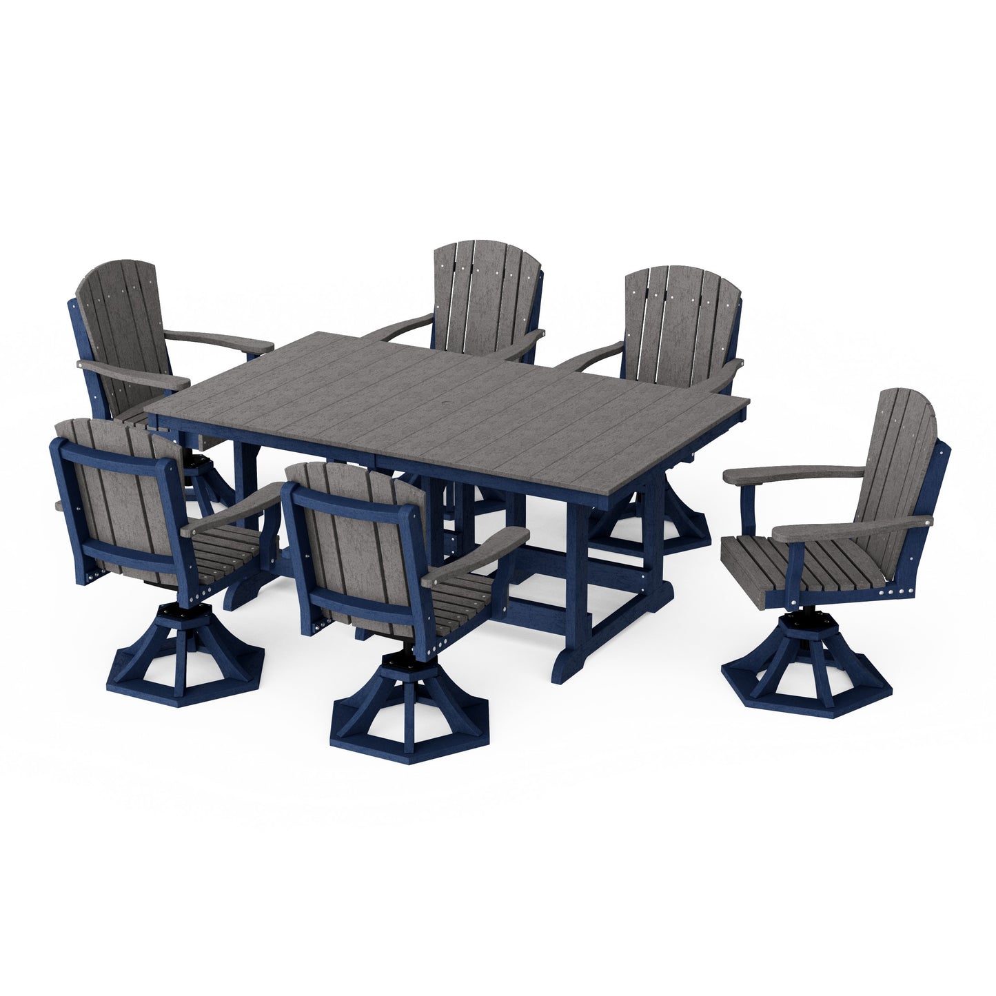 Heritage 7-Piece Swivel Chair Rectangular Dining Set