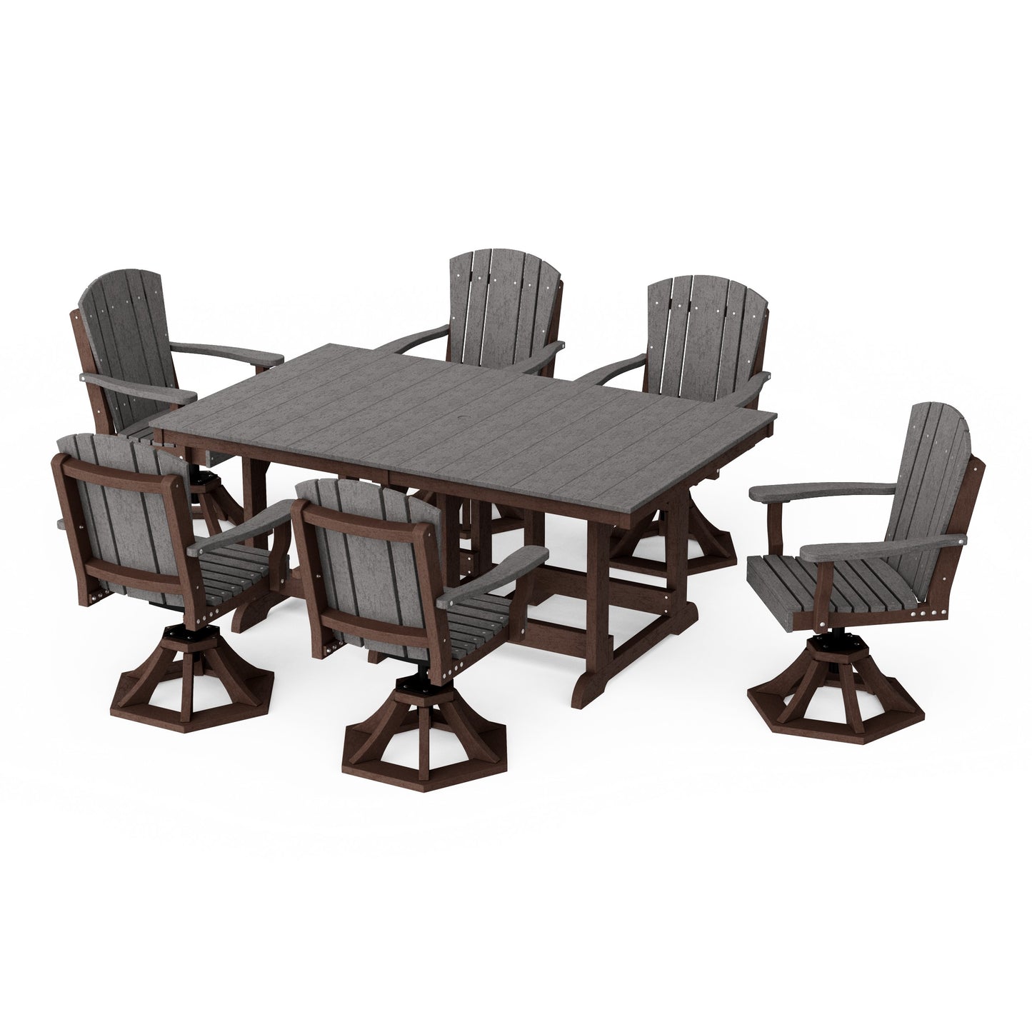 Heritage 7-Piece Swivel Chair Rectangular Dining Set