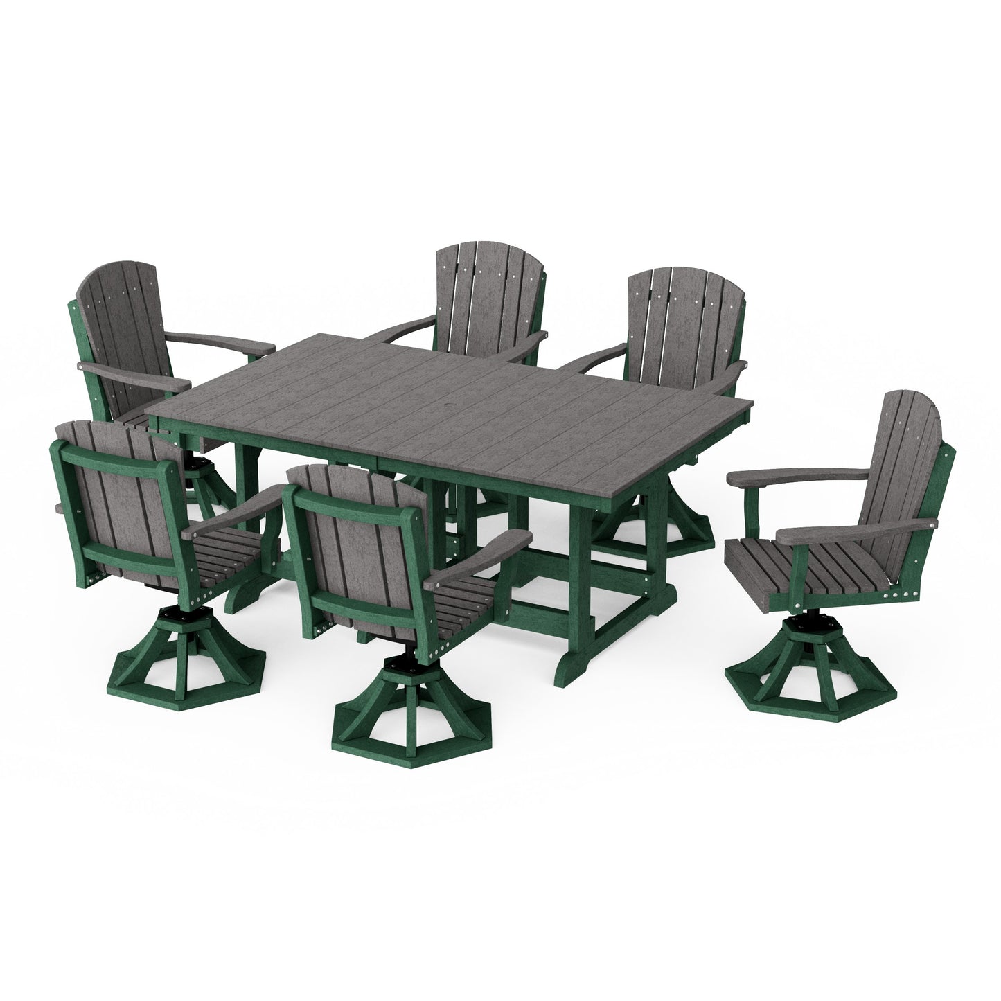 Heritage 7-Piece Swivel Chair Rectangular Dining Set