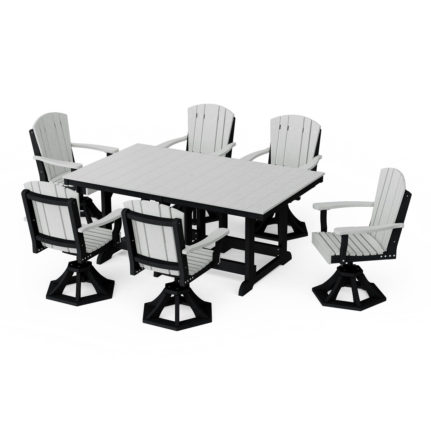Heritage 7-Piece Swivel Chair Rectangular Dining Set