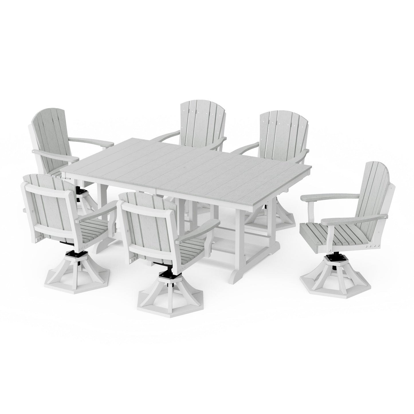 Heritage 7-Piece Swivel Chair Rectangular Dining Set