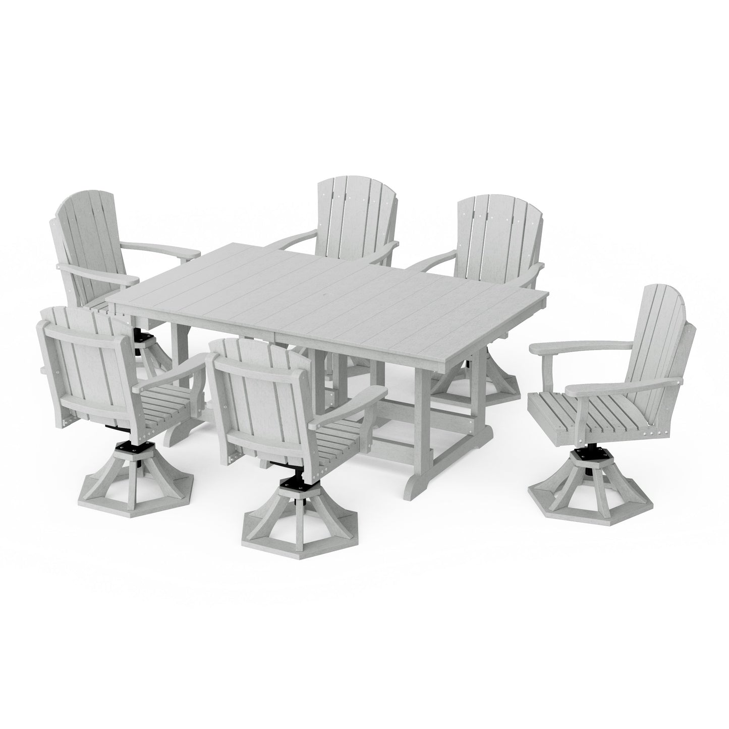 Heritage 7-Piece Swivel Chair Rectangular Dining Set