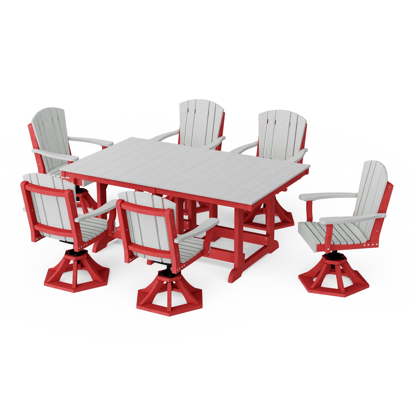 Heritage 7-Piece Swivel Chair Rectangular Dining Set