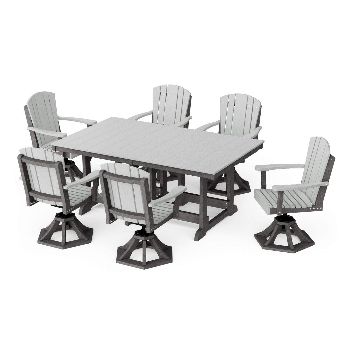 Heritage 7-Piece Swivel Chair Rectangular Dining Set
