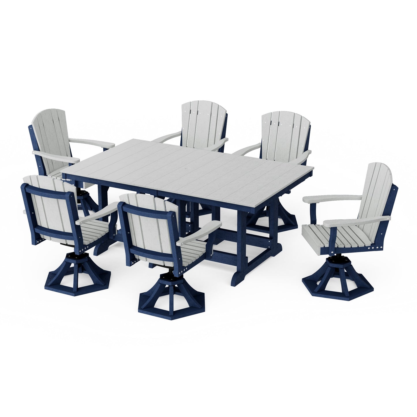 Heritage 7-Piece Swivel Chair Rectangular Dining Set