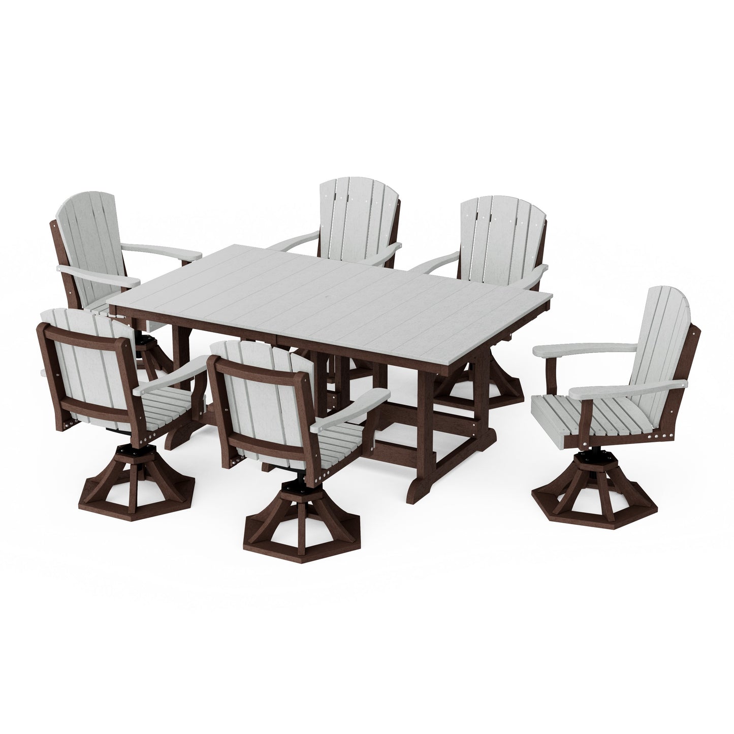 Heritage 7-Piece Swivel Chair Rectangular Dining Set