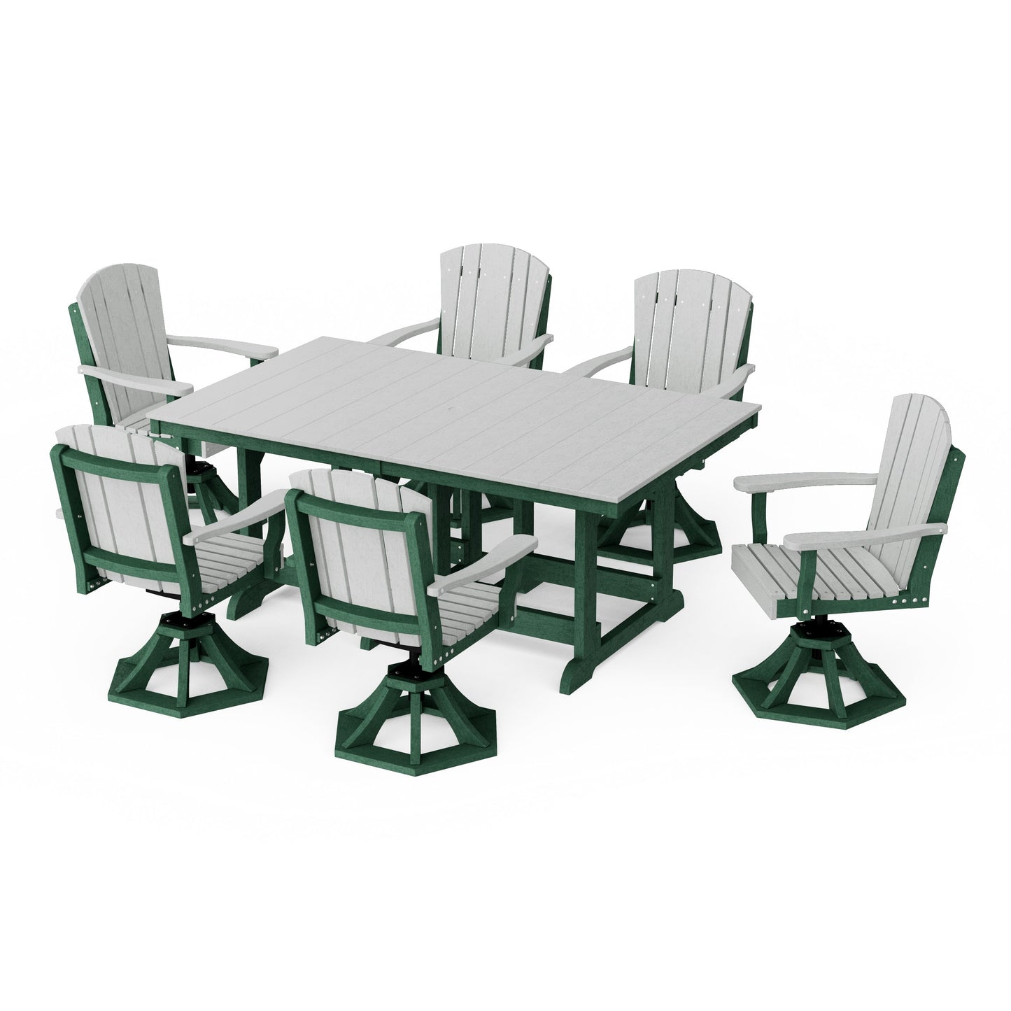 Heritage 7-Piece Swivel Chair Rectangular Dining Set