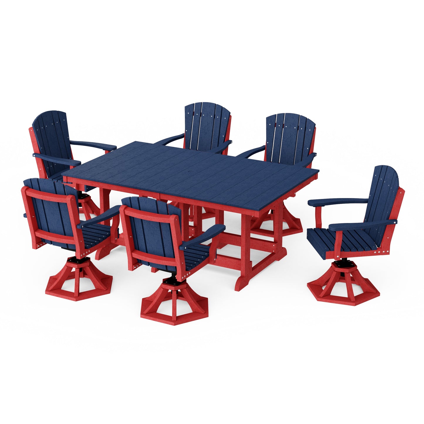 Heritage 7-Piece Swivel Chair Rectangular Dining Set