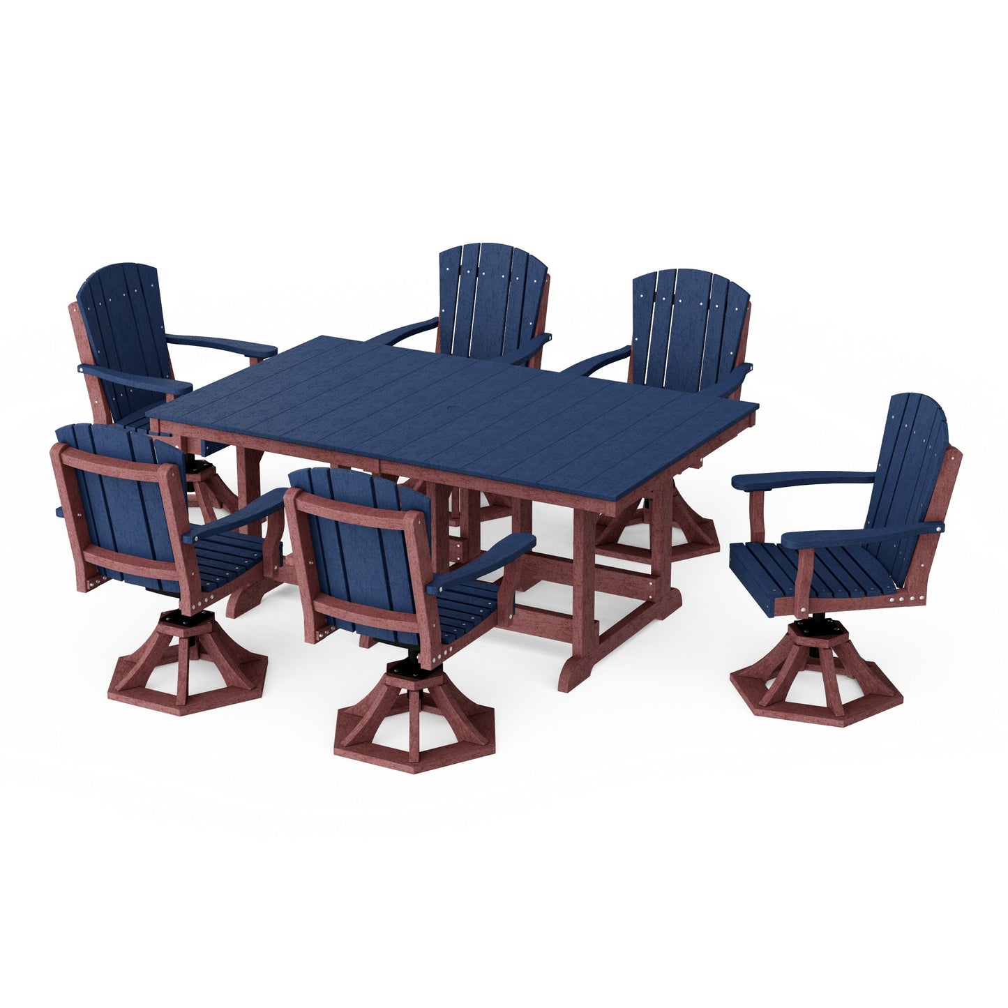 Heritage 7-Piece Swivel Chair Rectangular Dining Set