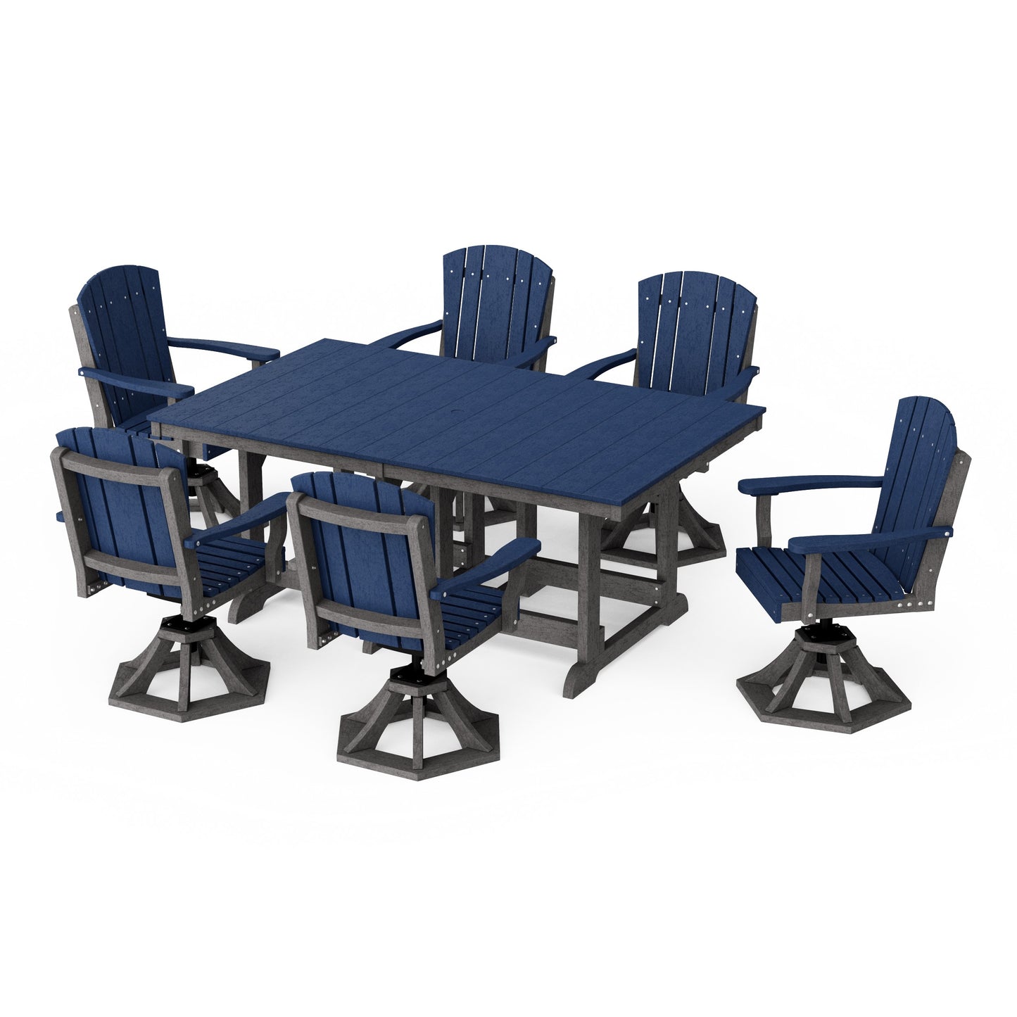 Heritage 7-Piece Swivel Chair Rectangular Dining Set