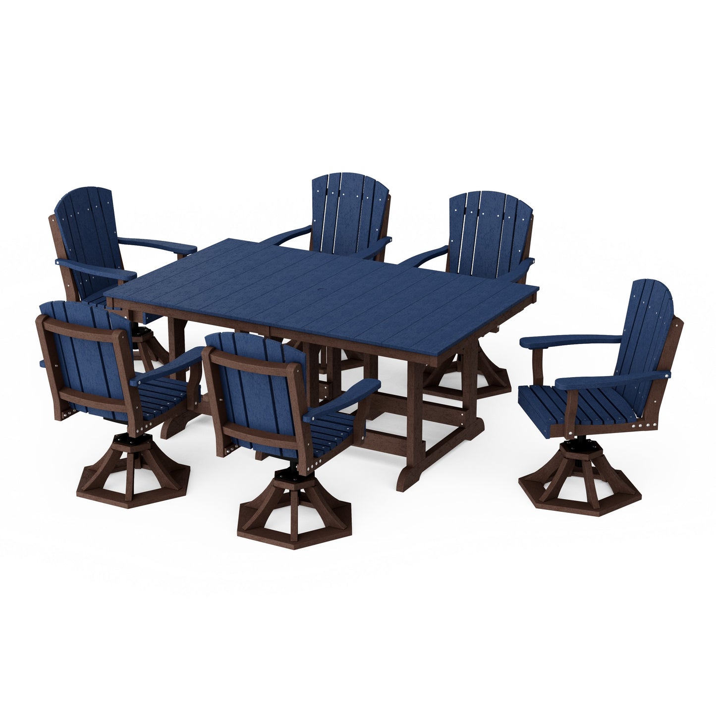Heritage 7-Piece Swivel Chair Rectangular Dining Set