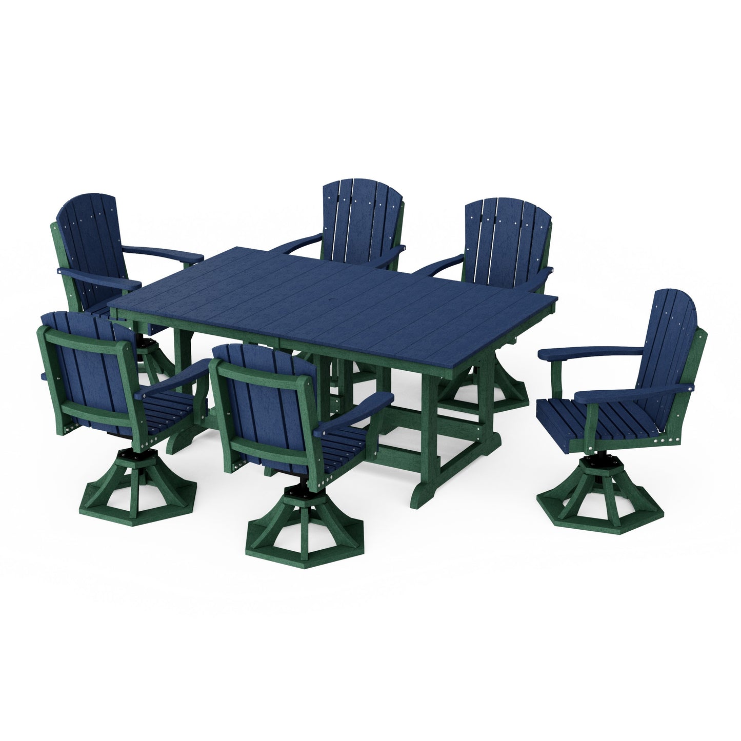 Heritage 7-Piece Swivel Chair Rectangular Dining Set