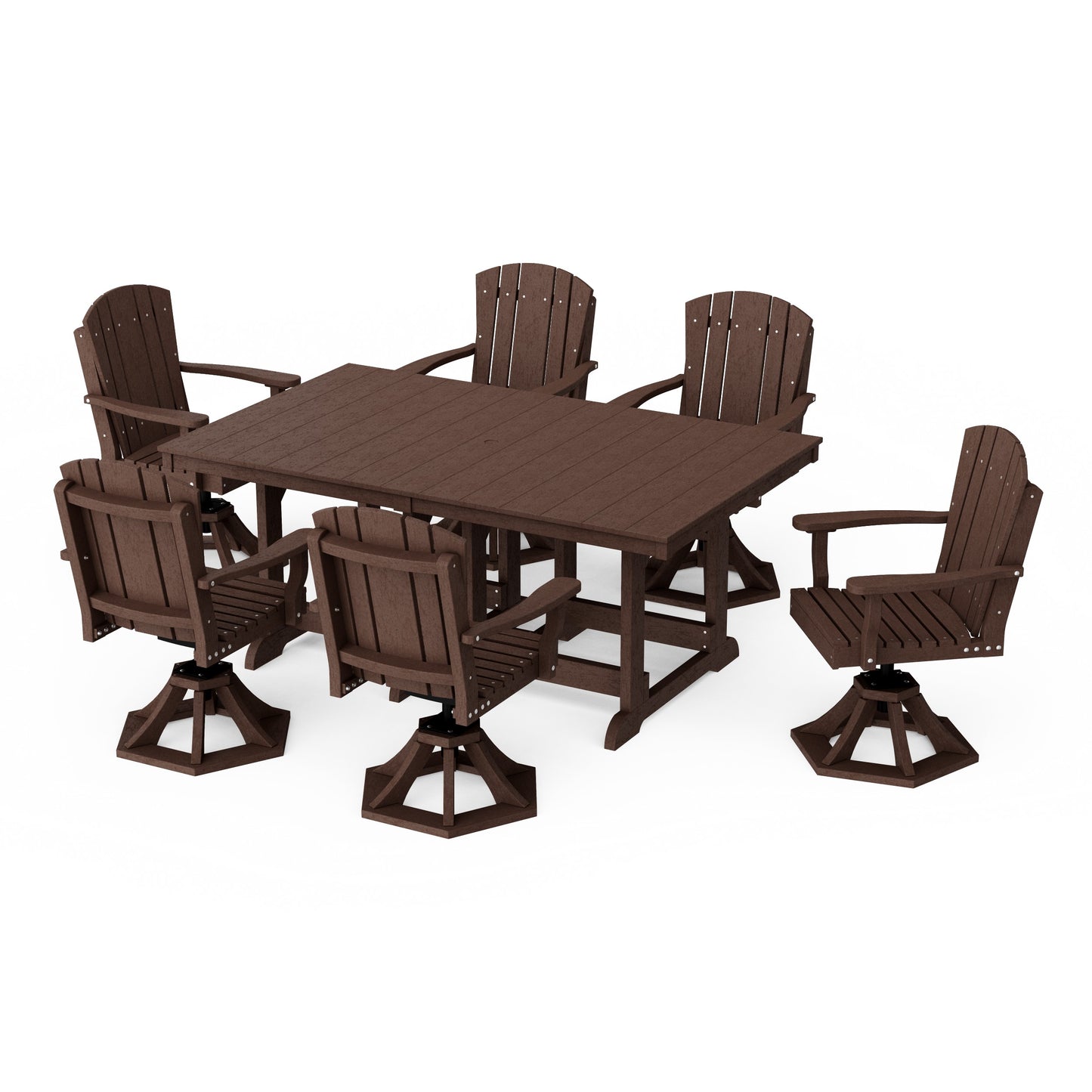 Heritage 7-Piece Swivel Chair Rectangular Dining Set