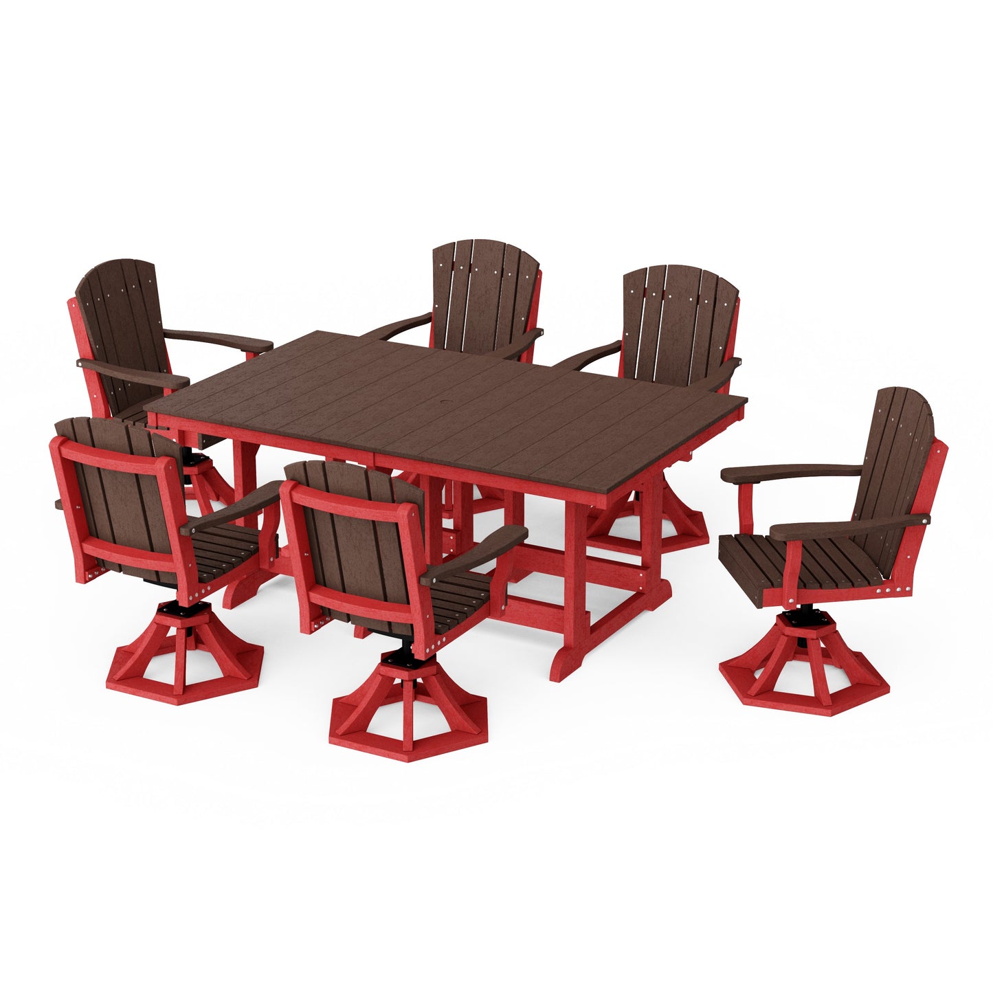 Heritage 7-Piece Swivel Chair Rectangular Dining Set