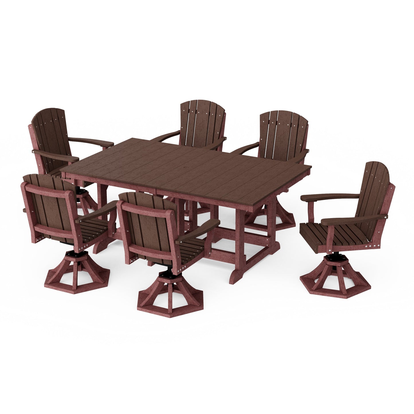 Heritage 7-Piece Swivel Chair Rectangular Dining Set