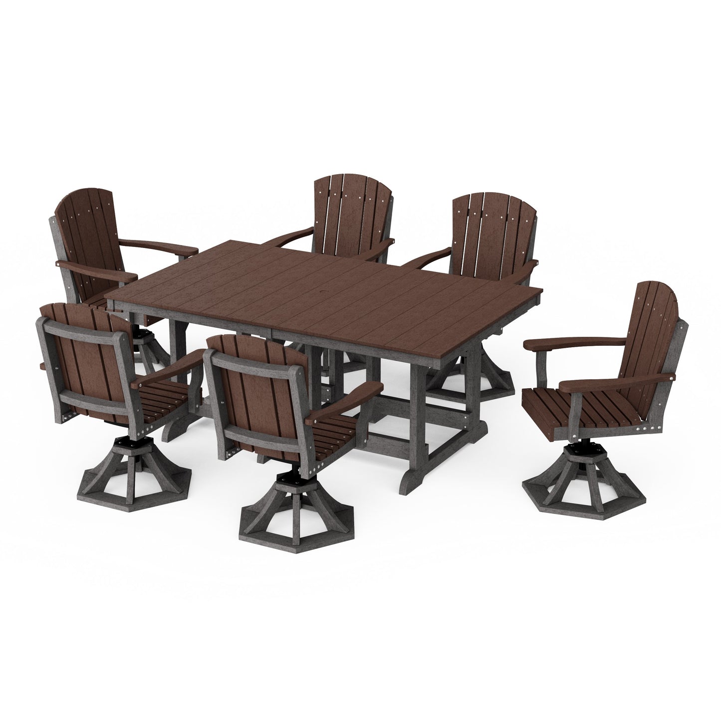 Heritage 7-Piece Swivel Chair Rectangular Dining Set