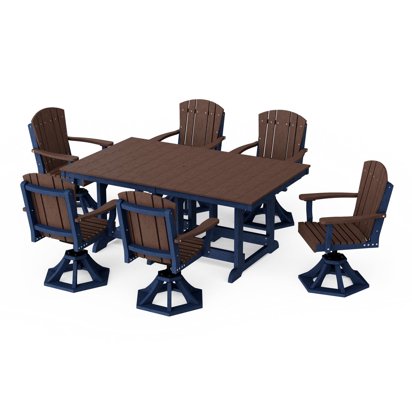 Heritage 7-Piece Swivel Chair Rectangular Dining Set