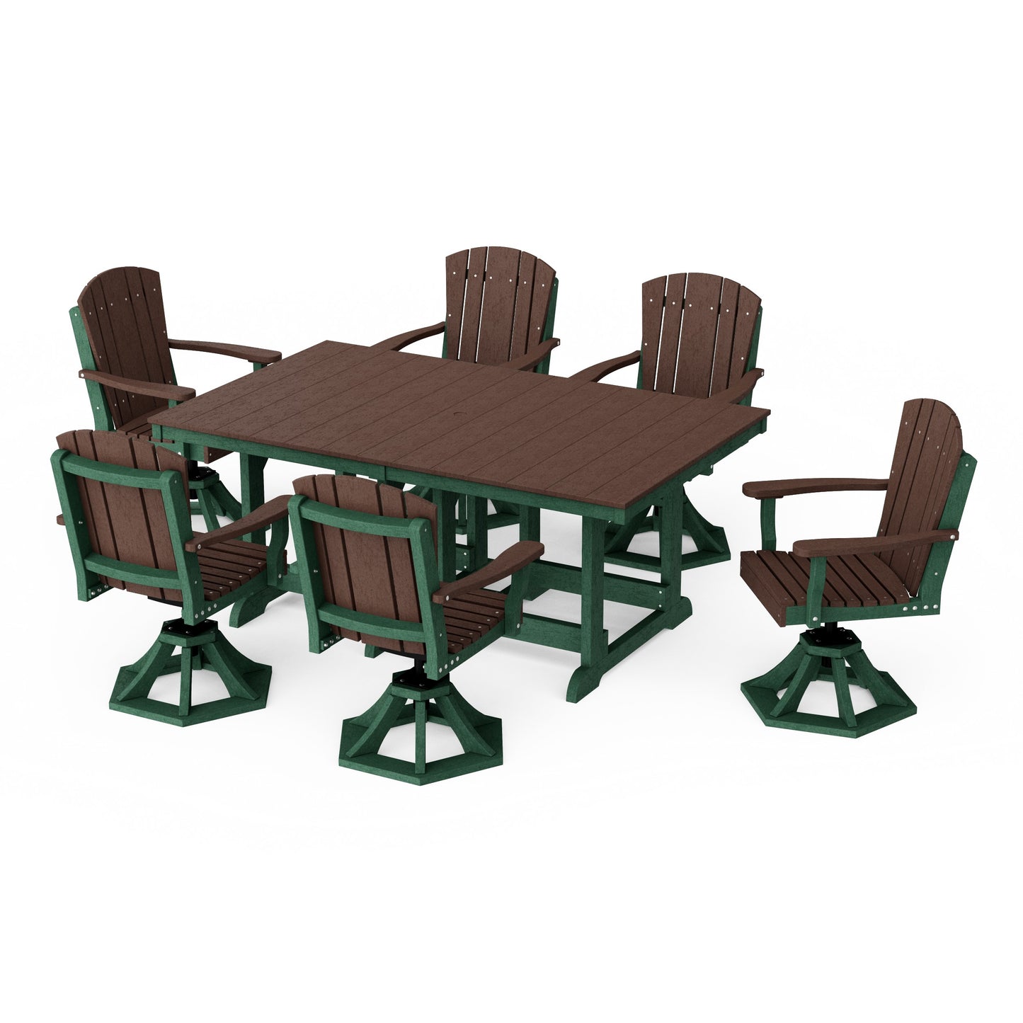 Heritage 7-Piece Swivel Chair Rectangular Dining Set