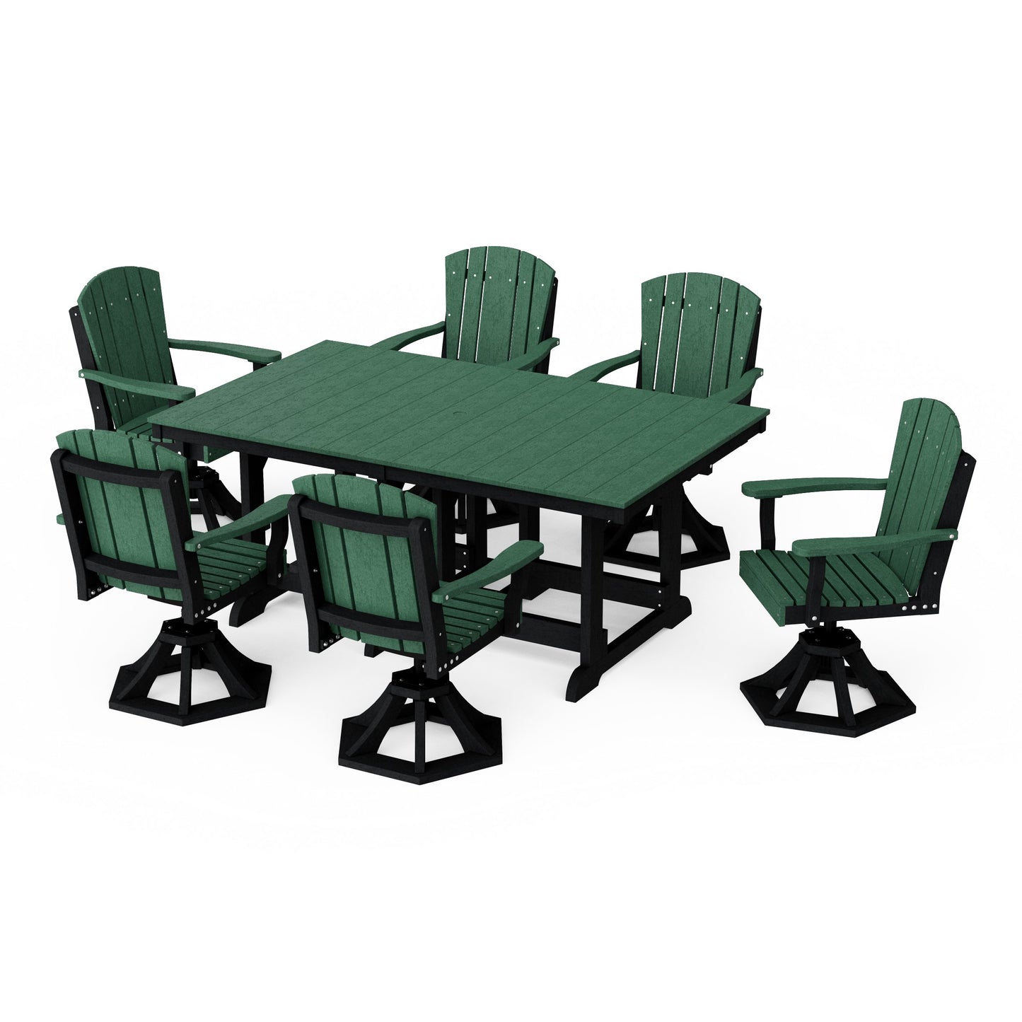 Heritage 7-Piece Swivel Chair Rectangular Dining Set