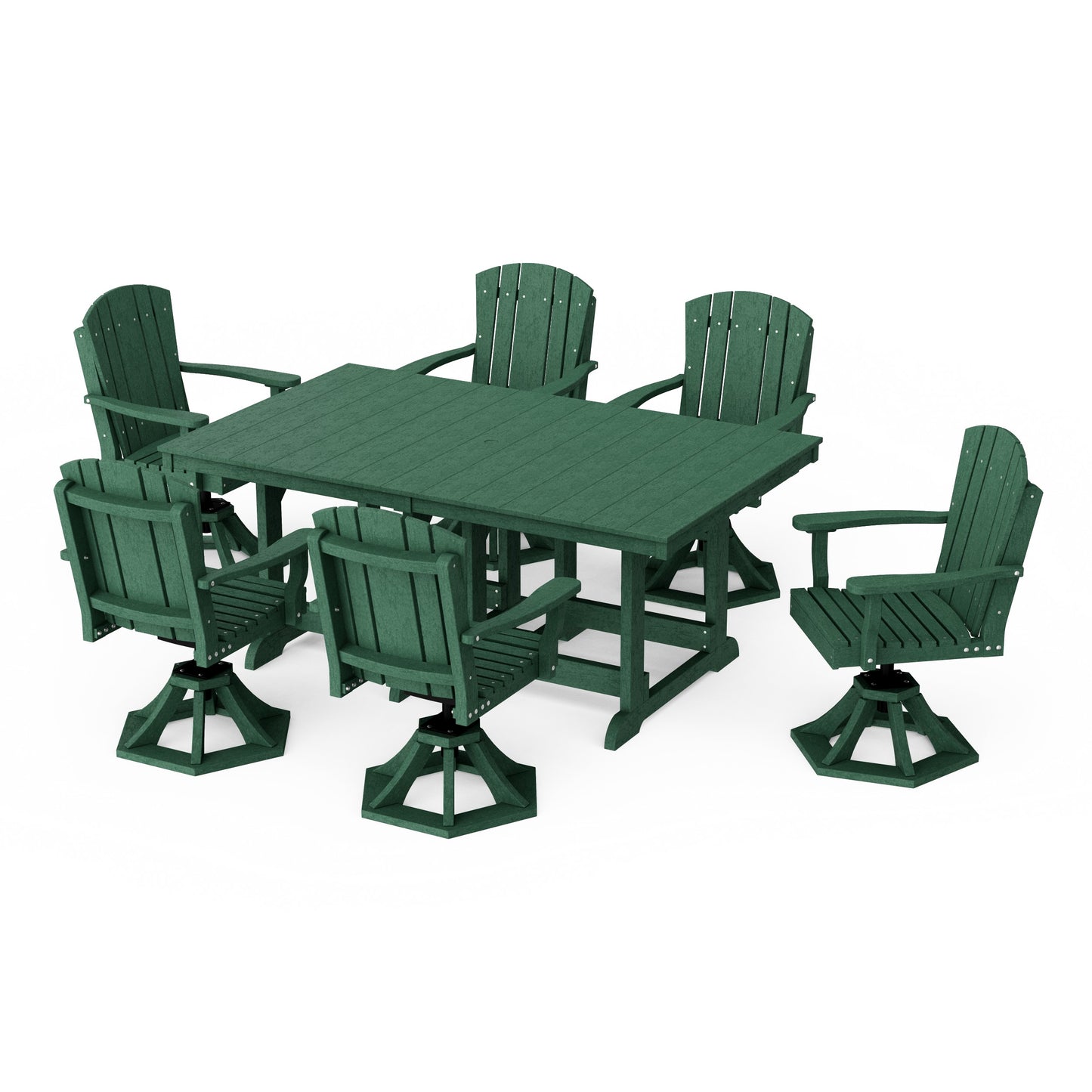 Heritage 7-Piece Swivel Chair Rectangular Dining Set
