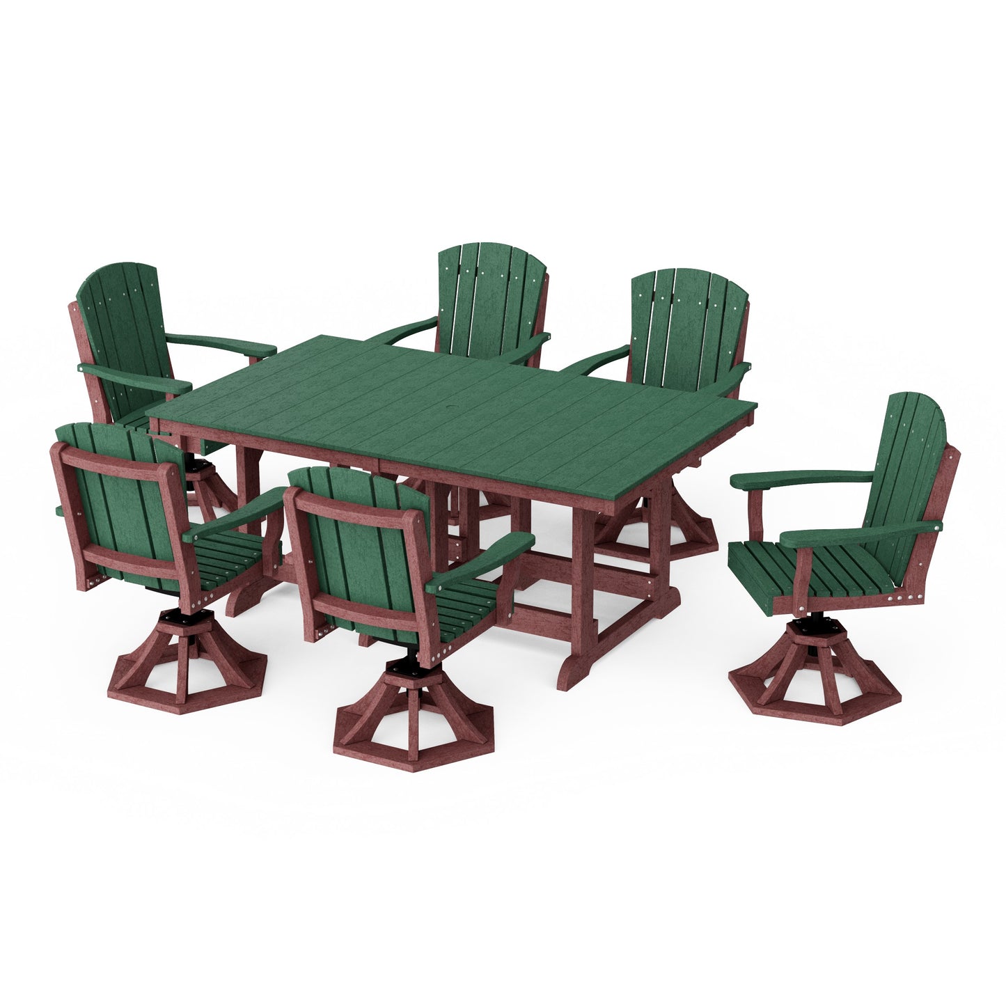 Heritage 7-Piece Swivel Chair Rectangular Dining Set