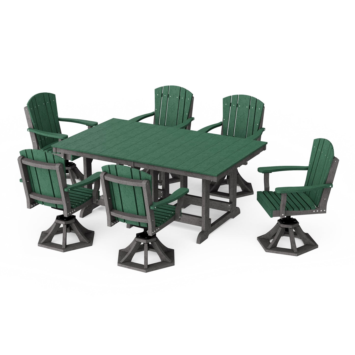 Heritage 7-Piece Swivel Chair Rectangular Dining Set