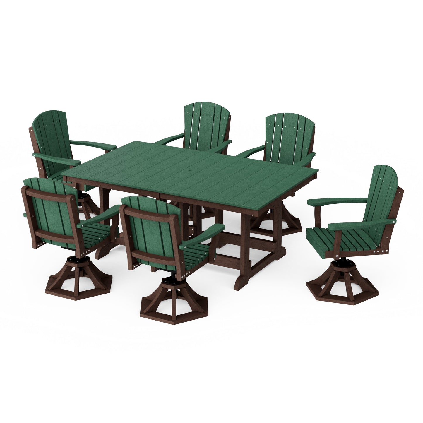 Heritage 7-Piece Swivel Chair Rectangular Dining Set