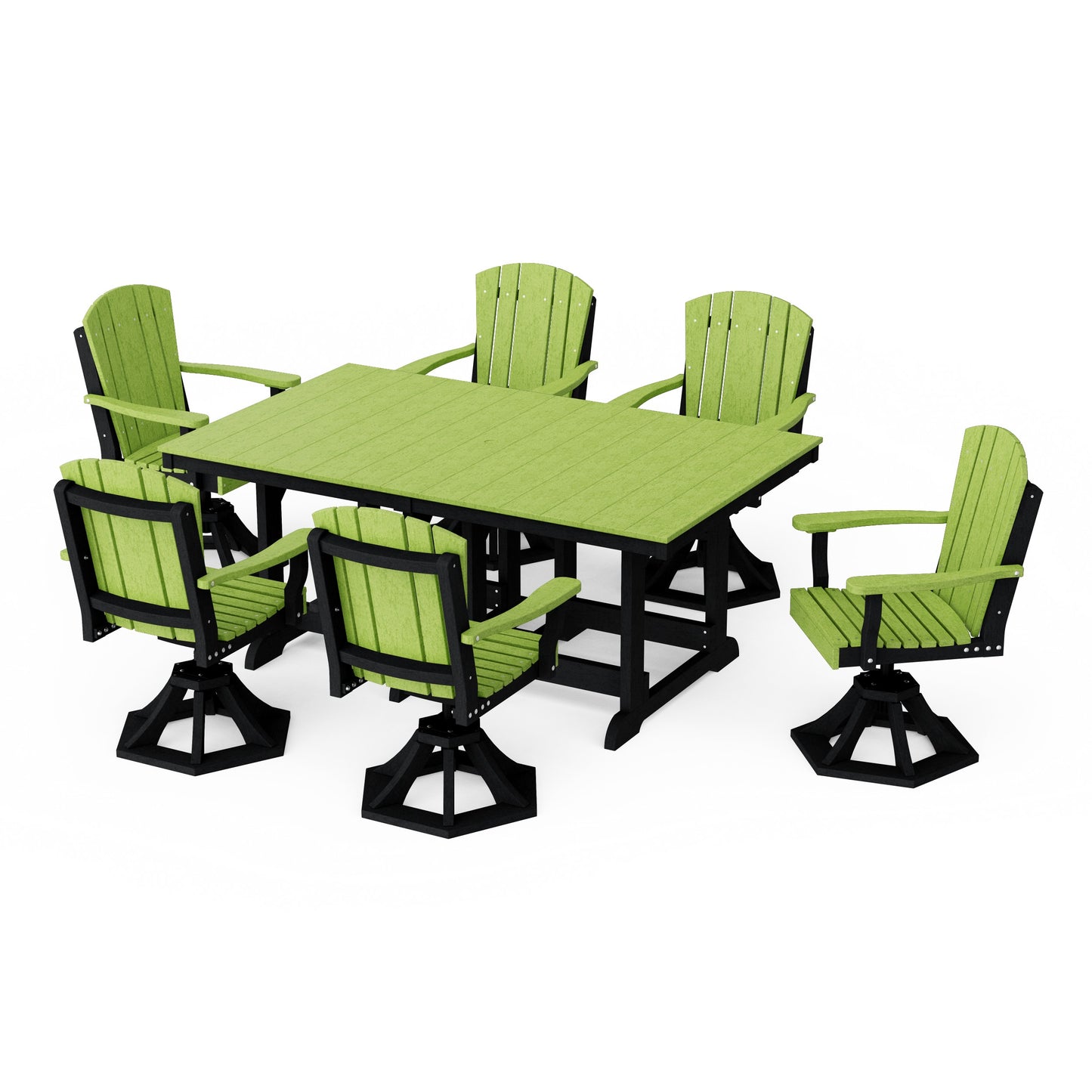 Heritage 7-Piece Swivel Chair Rectangular Dining Set