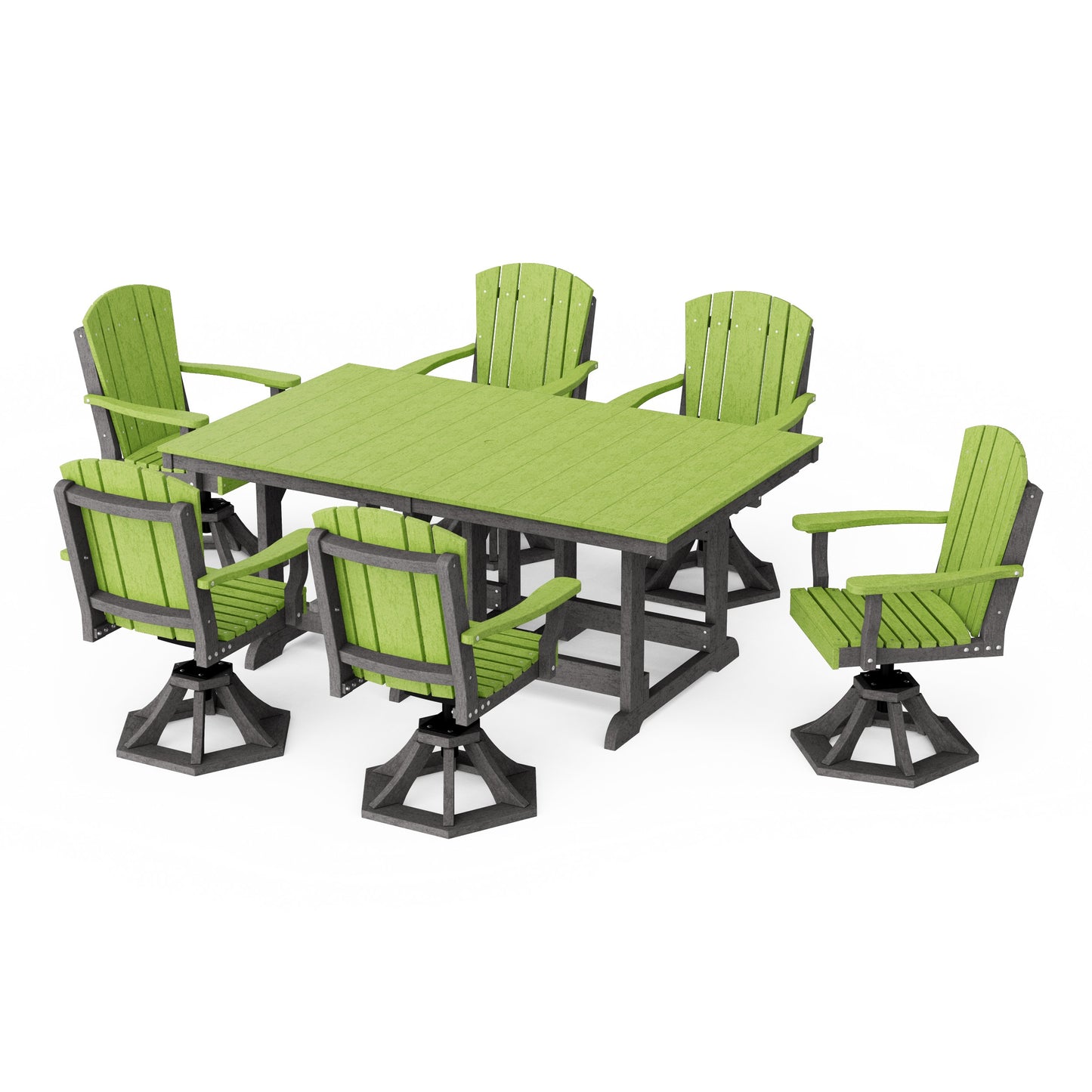 Heritage 7-Piece Swivel Chair Rectangular Dining Set