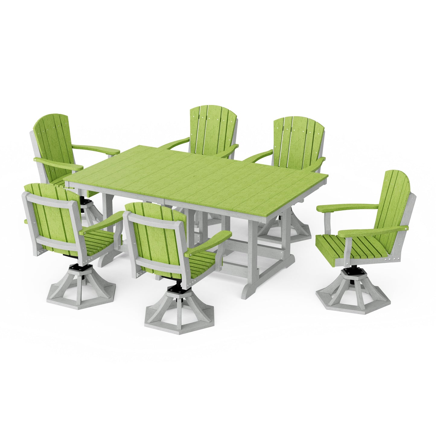 Heritage 7-Piece Swivel Chair Rectangular Dining Set