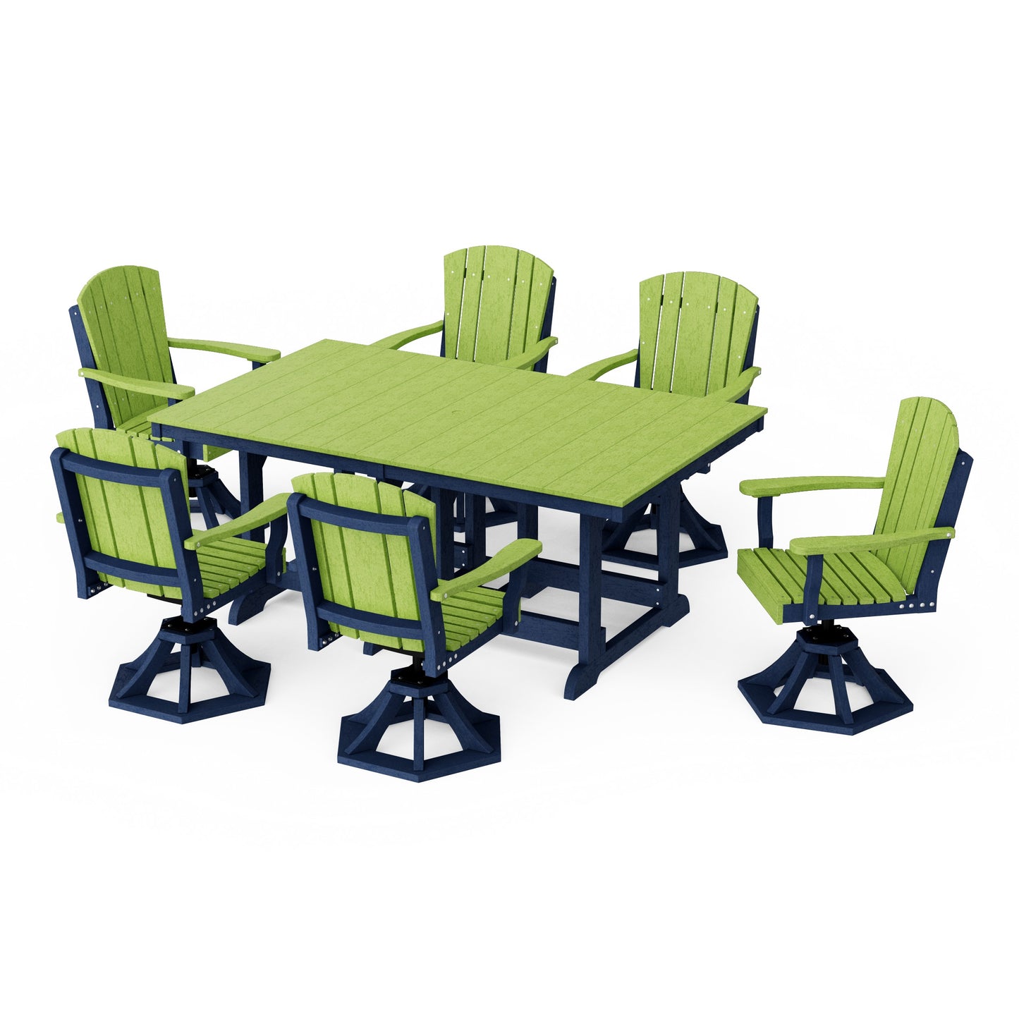 Heritage 7-Piece Swivel Chair Rectangular Dining Set