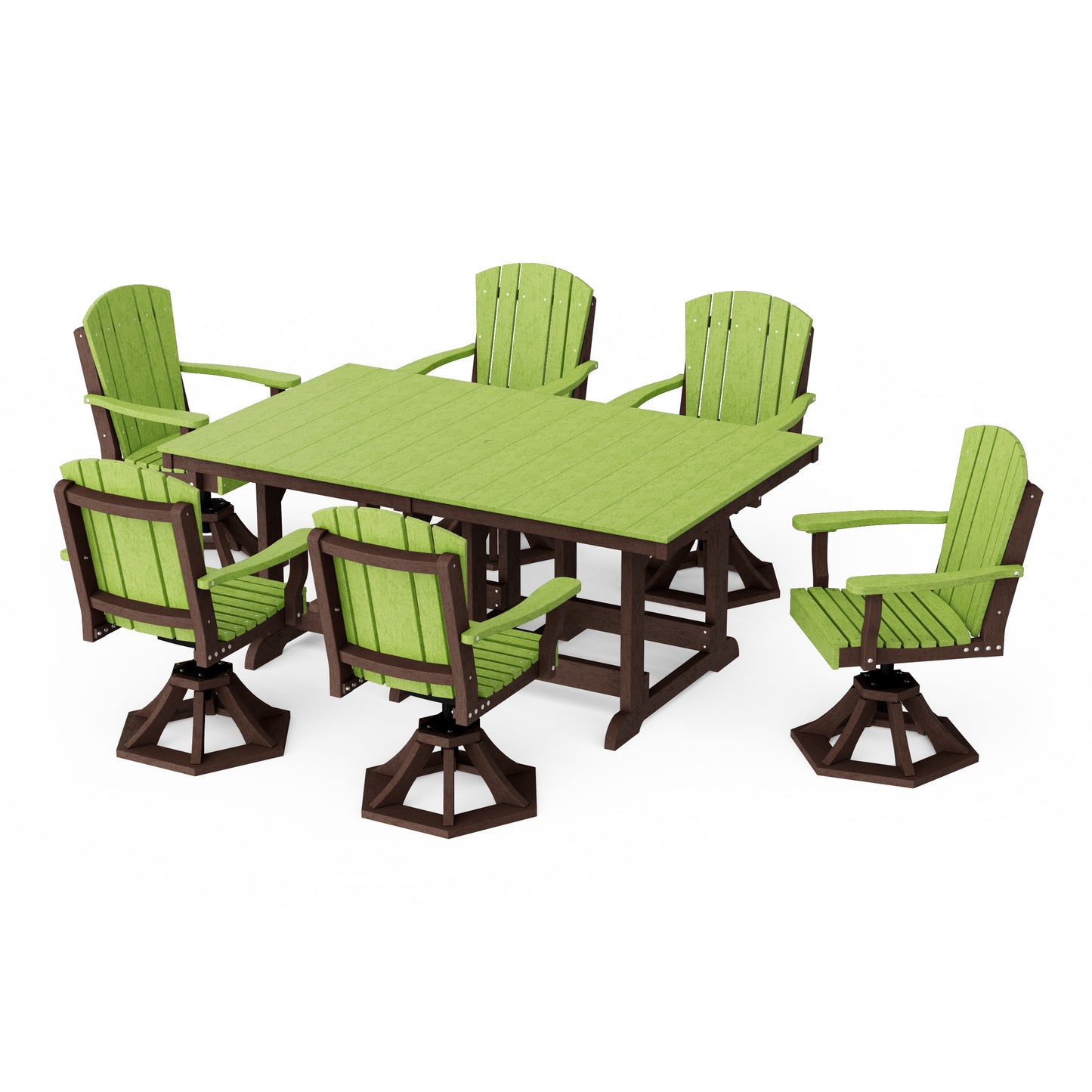 Heritage 7-Piece Swivel Chair Rectangular Dining Set
