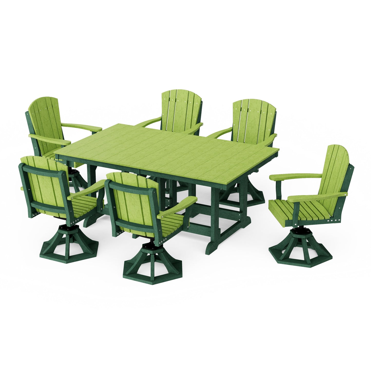 Heritage 7-Piece Swivel Chair Rectangular Dining Set