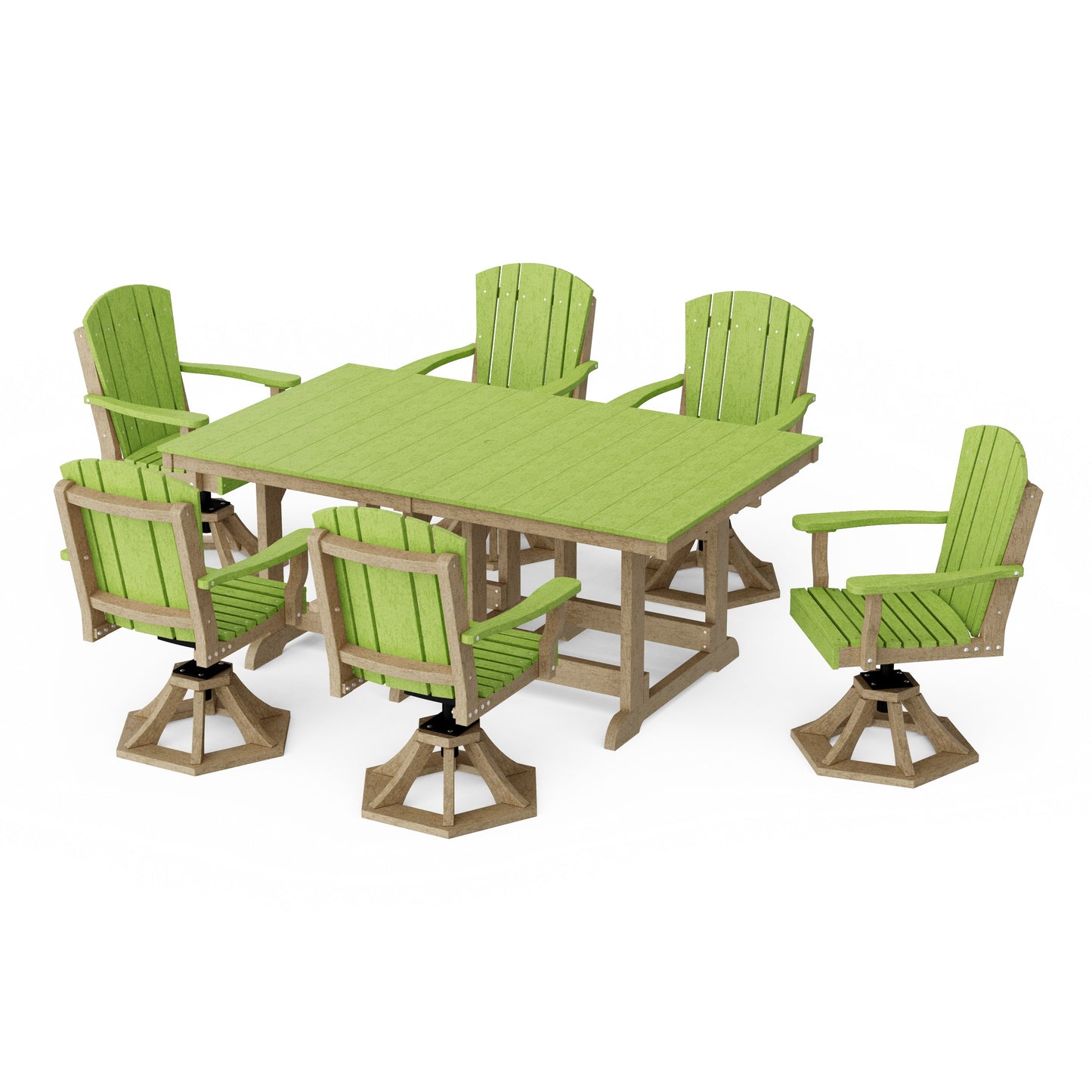 Heritage 7-Piece Swivel Chair Rectangular Dining Set