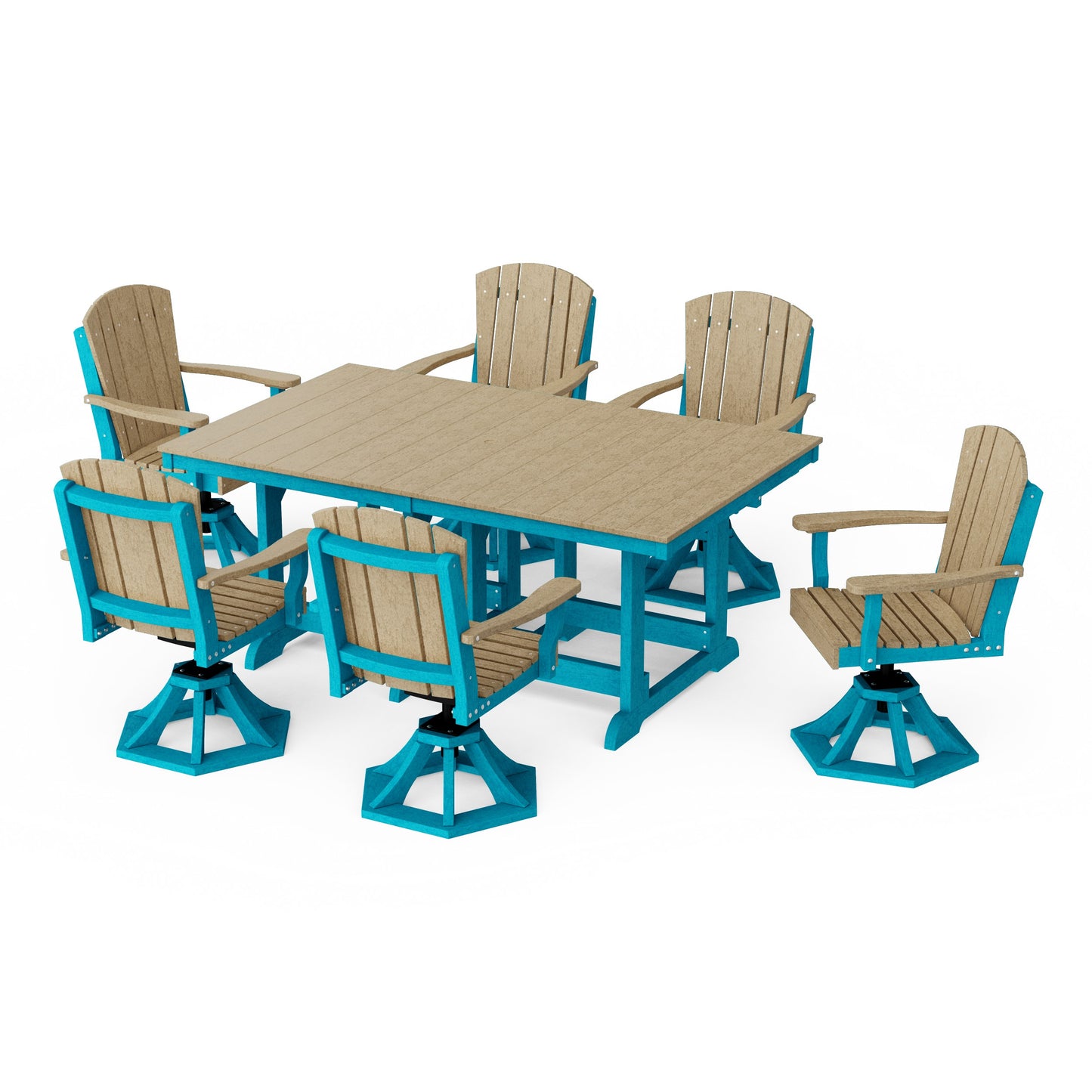 Heritage 7-Piece Swivel Chair Rectangular Dining Set
