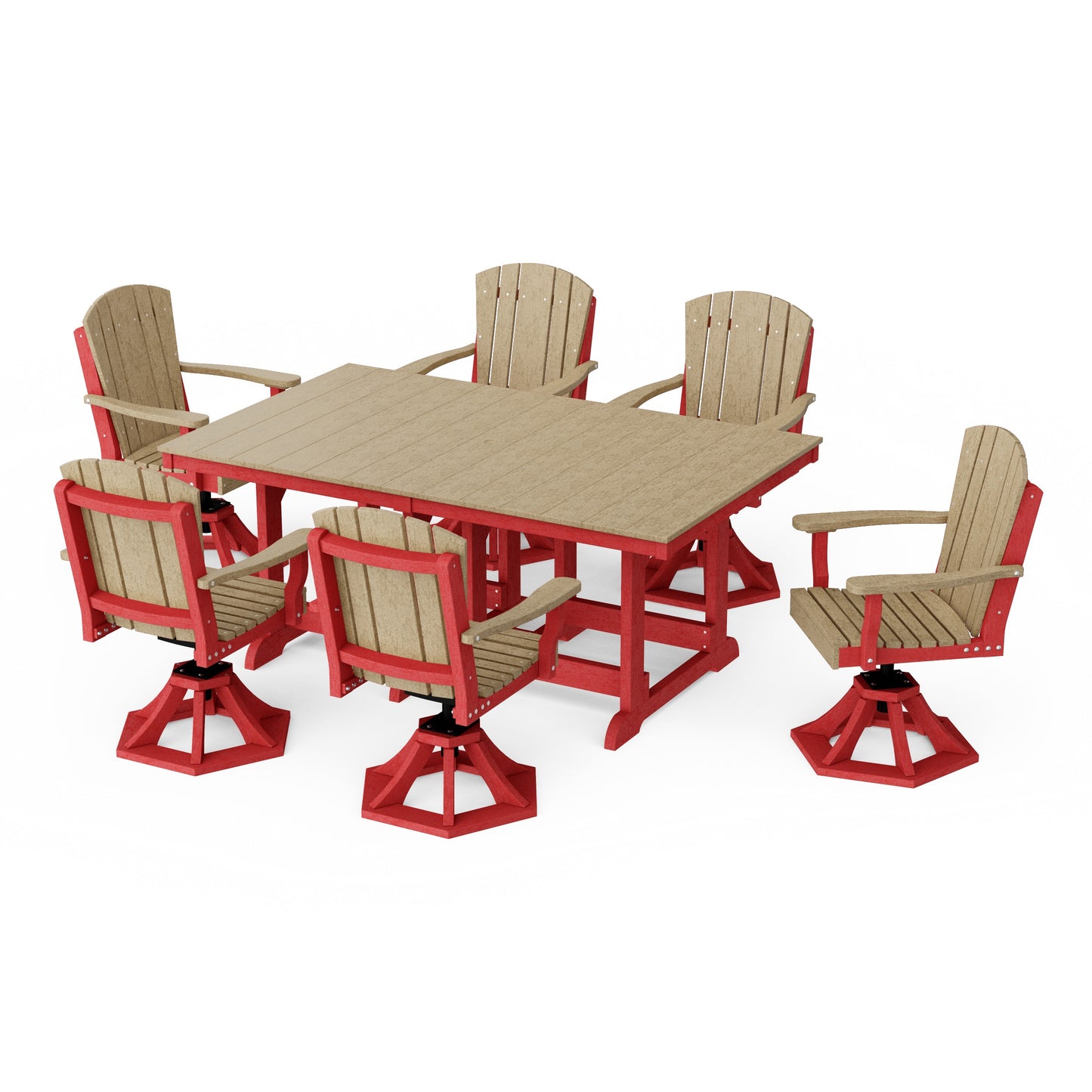 Heritage 7-Piece Swivel Chair Rectangular Dining Set