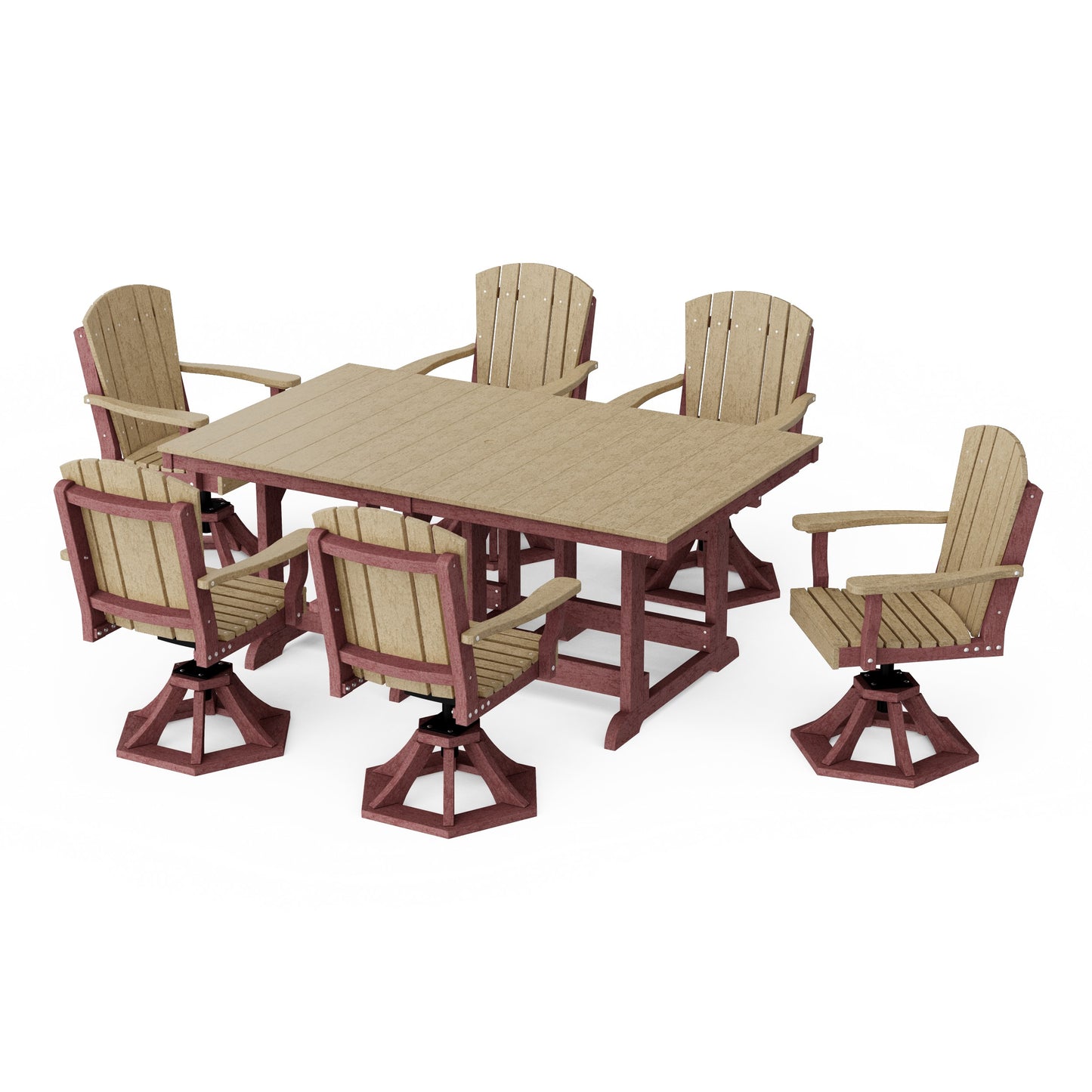 Heritage 7-Piece Swivel Chair Rectangular Dining Set