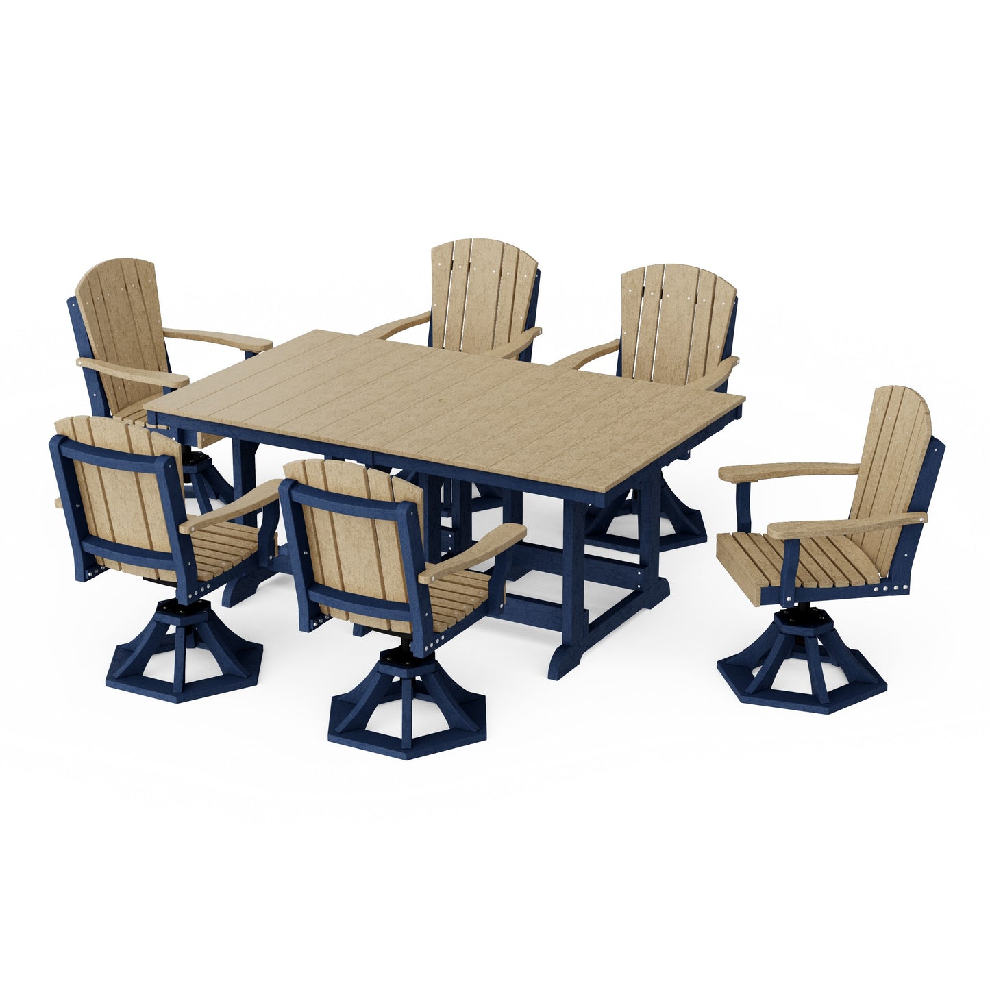 Heritage 7-Piece Swivel Chair Rectangular Dining Set