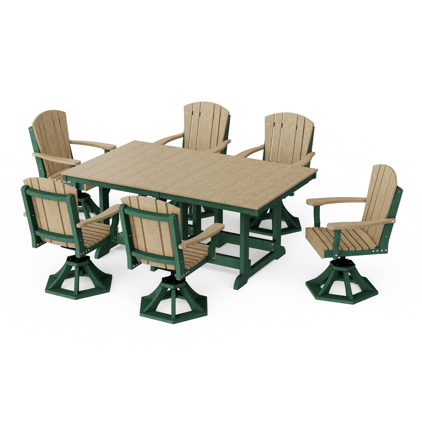 Heritage 7-Piece Swivel Chair Rectangular Dining Set