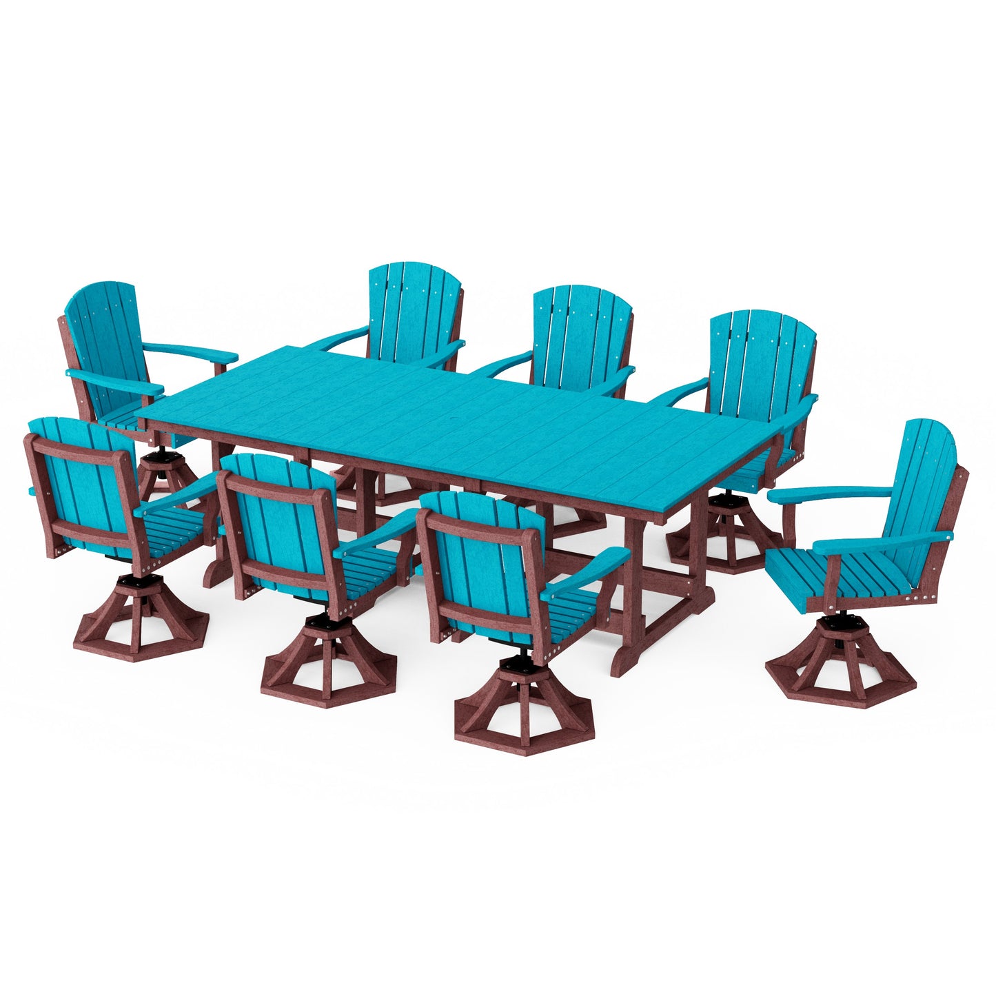 Heritage 9-Piece Swivel Chair Rectangular Dining Set