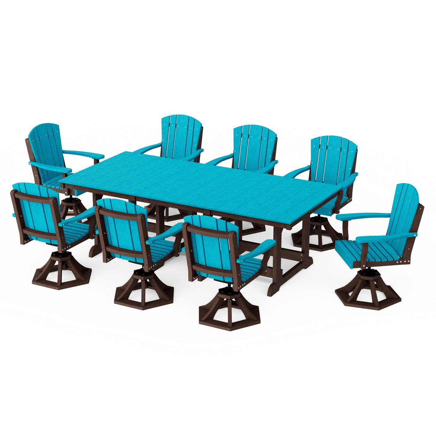 Heritage 9-Piece Swivel Chair Rectangular Dining Set
