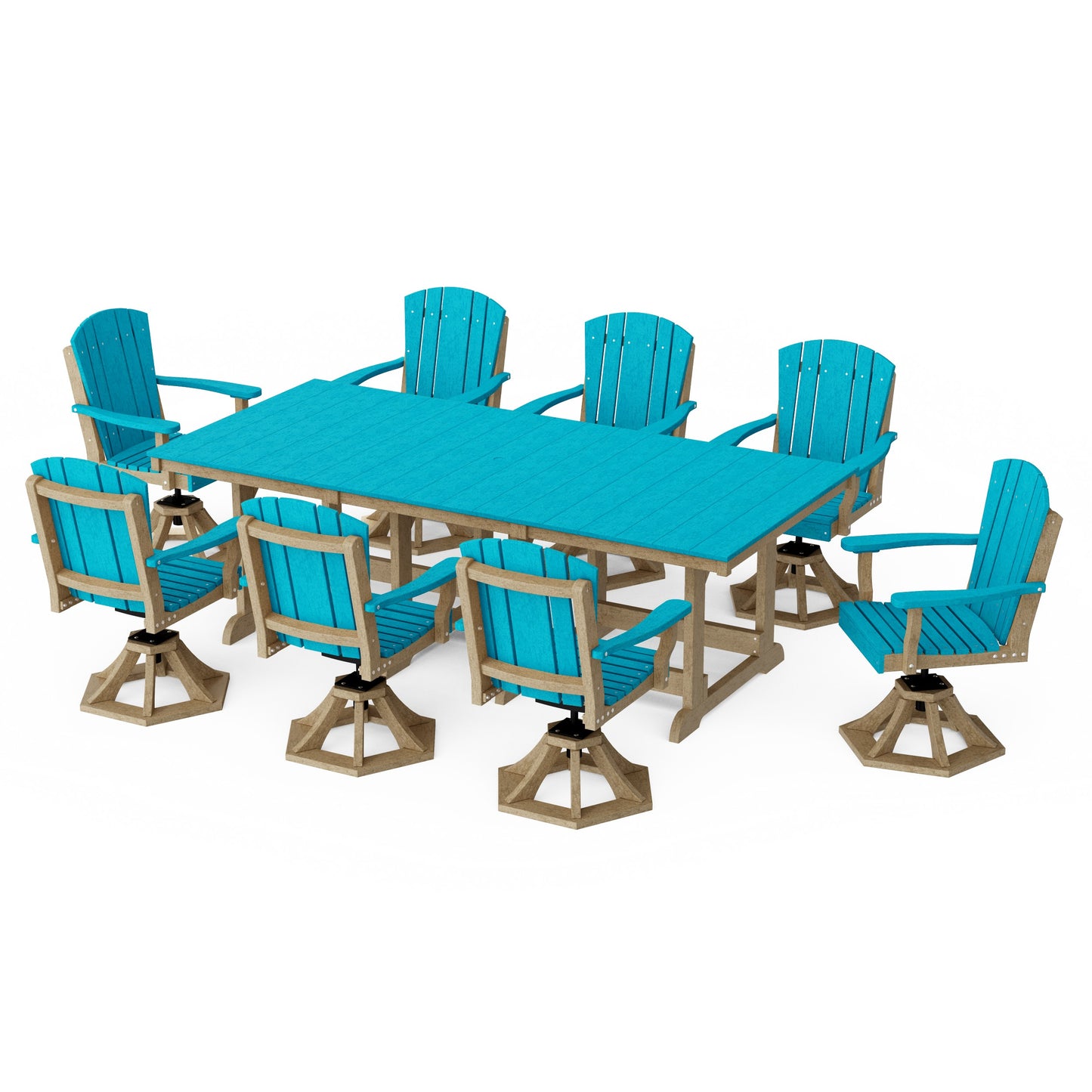 Heritage 9-Piece Swivel Chair Rectangular Dining Set