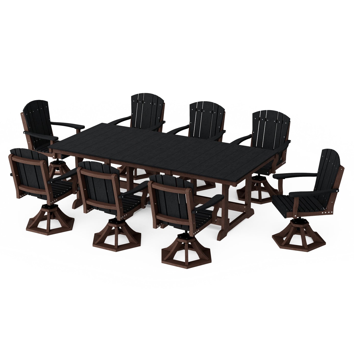 Heritage 9-Piece Swivel Chair Rectangular Dining Set