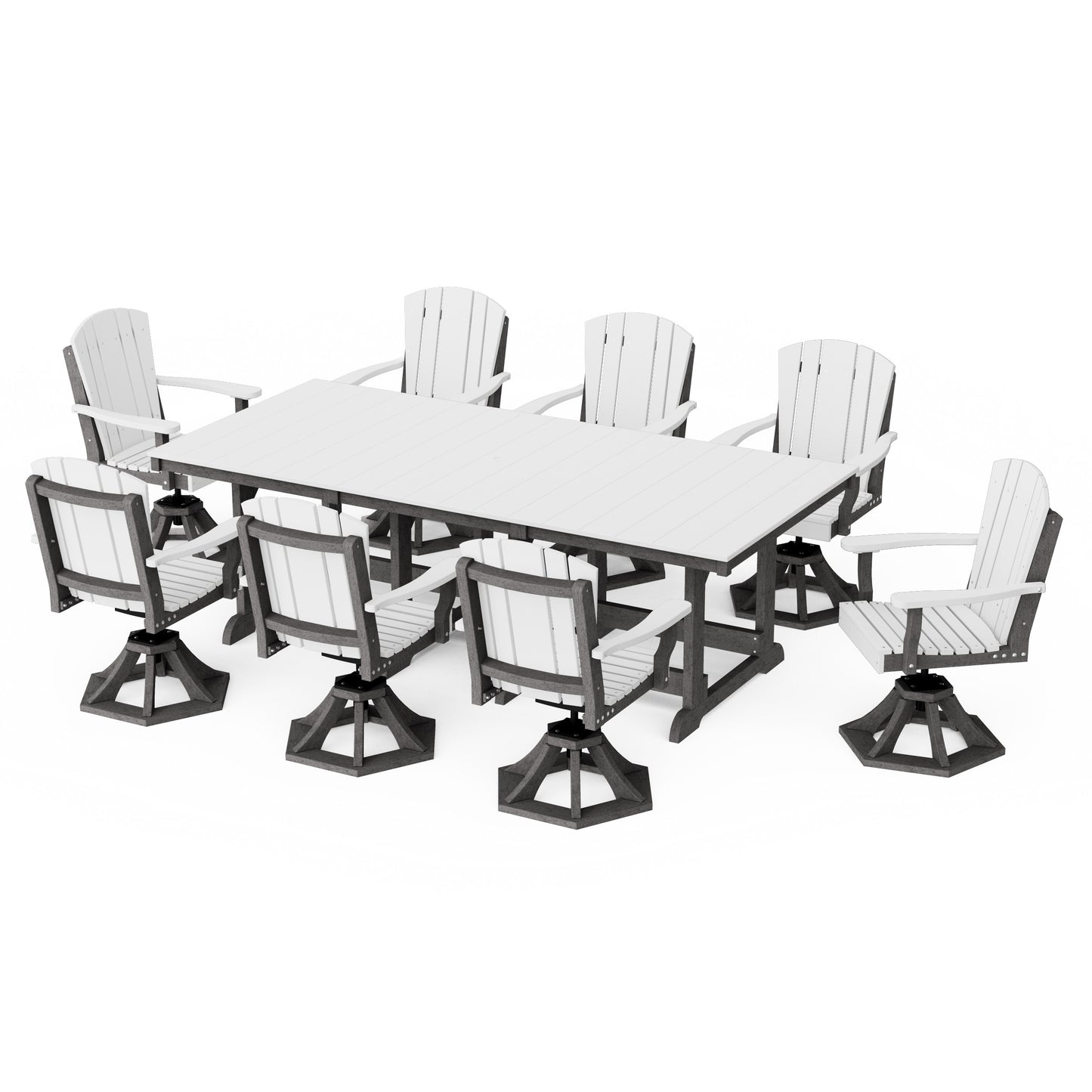 Heritage 9-Piece Swivel Chair Rectangular Dining Set