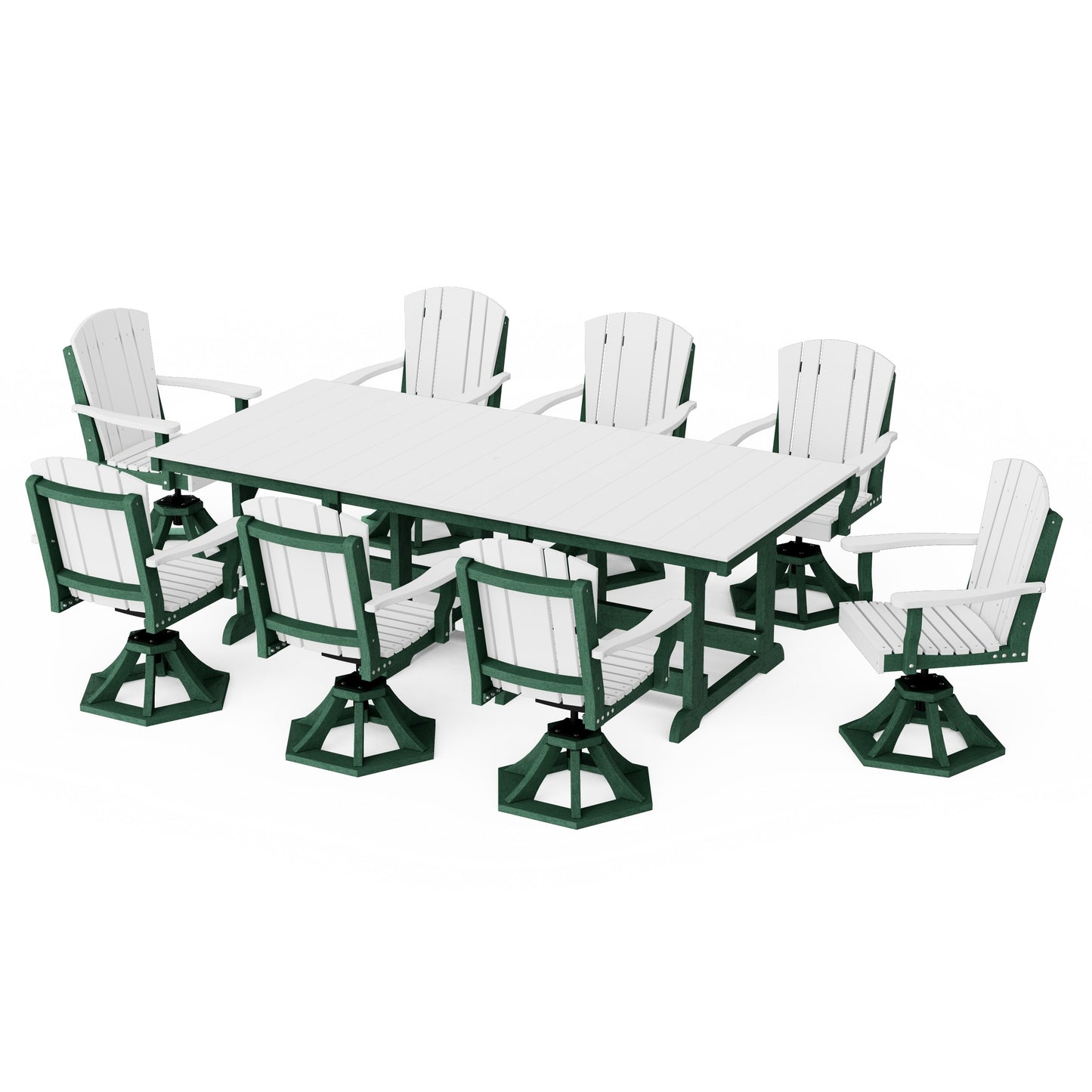 Heritage 9-Piece Swivel Chair Rectangular Dining Set