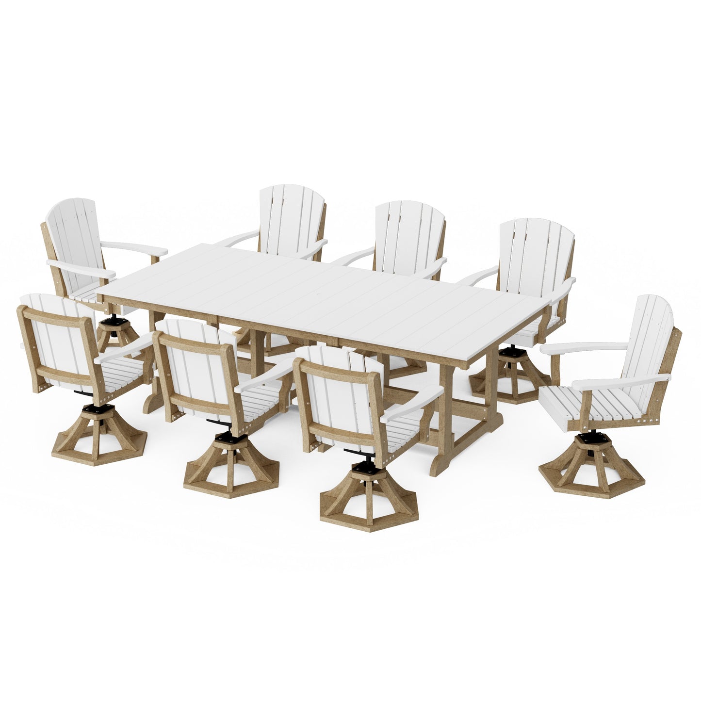 Heritage 9-Piece Swivel Chair Rectangular Dining Set