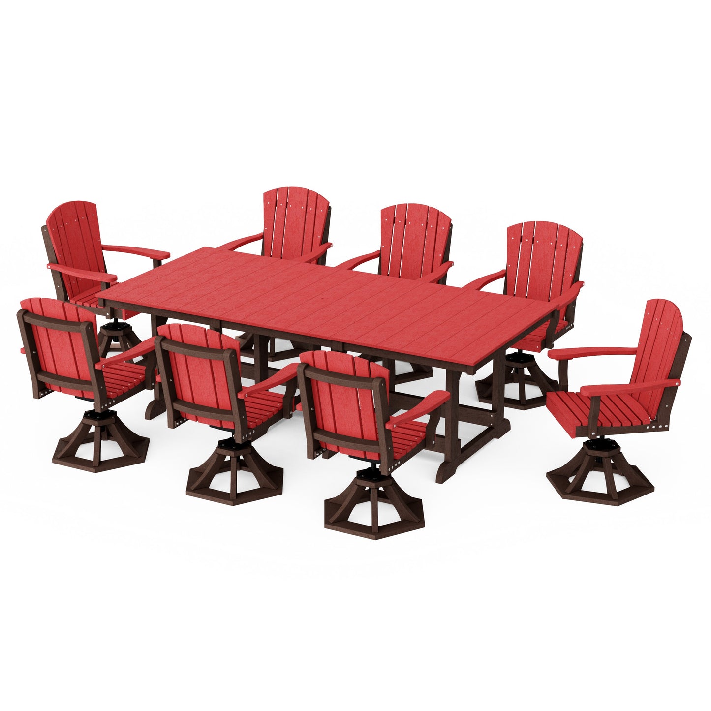 Heritage 9-Piece Swivel Chair Rectangular Dining Set