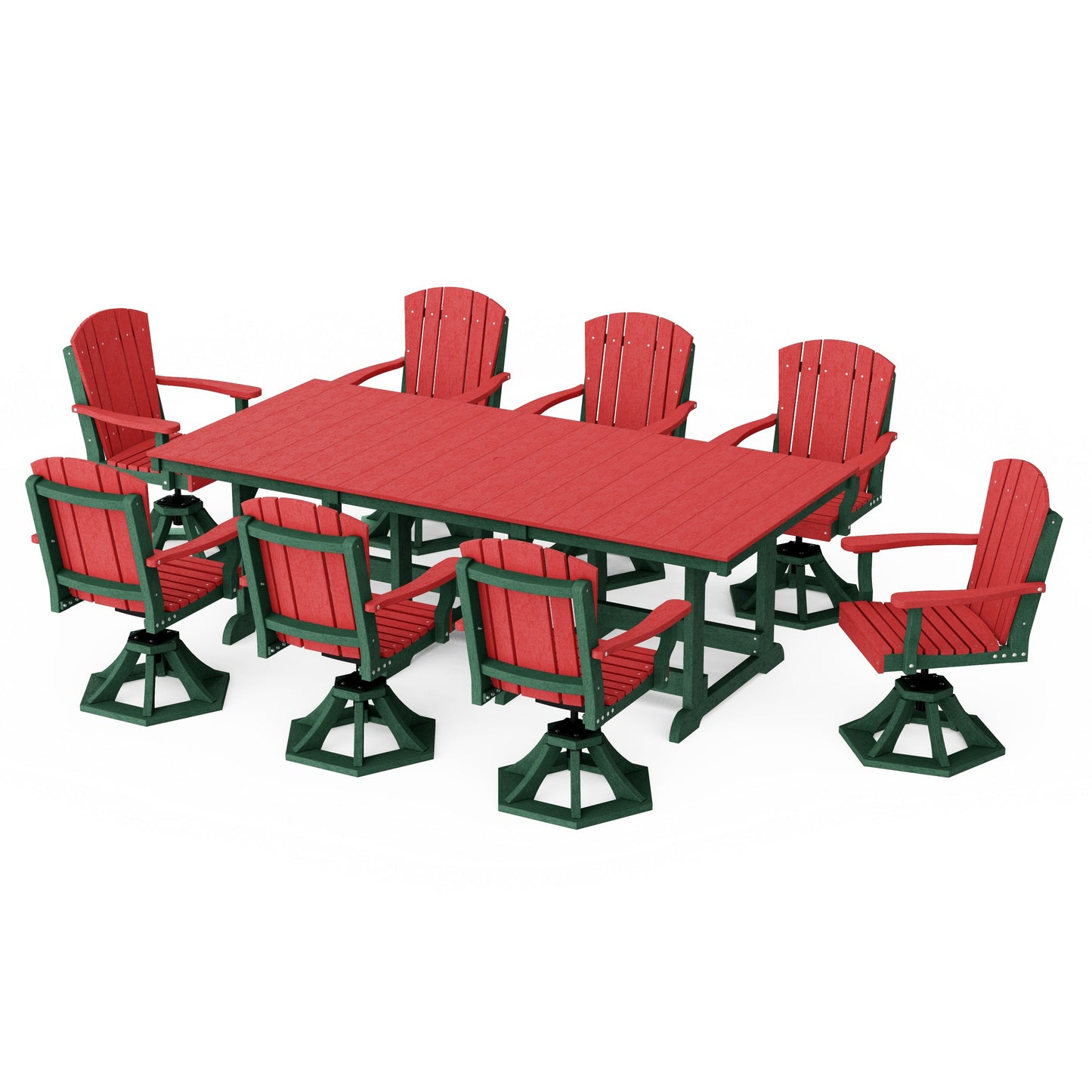 Heritage 9-Piece Swivel Chair Rectangular Dining Set